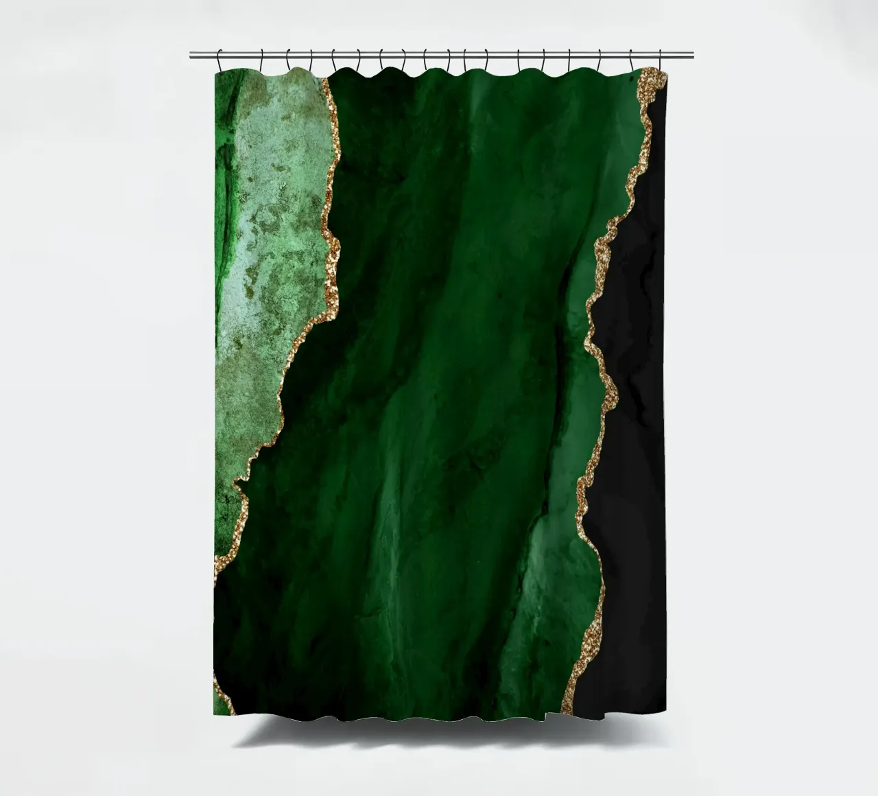 Green & Gold Agate Texture 01 shower curtain by Gemstone Textures