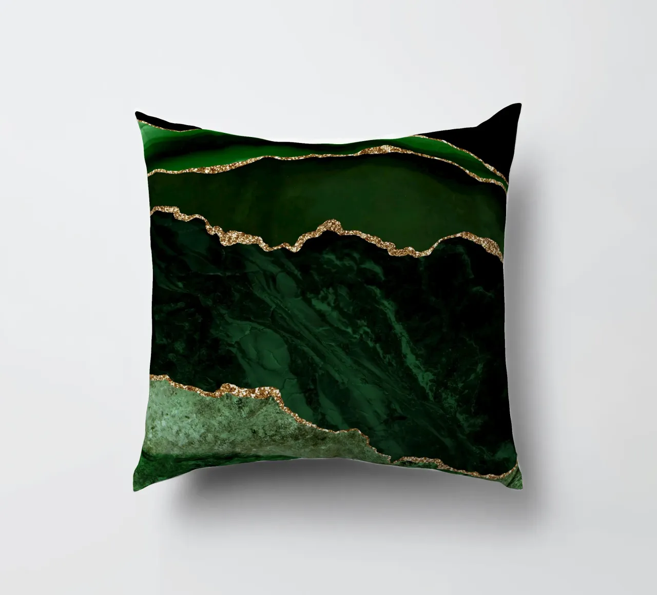 Grün & Gold Achat Struktur 02 Kissen von Gemstone Textures