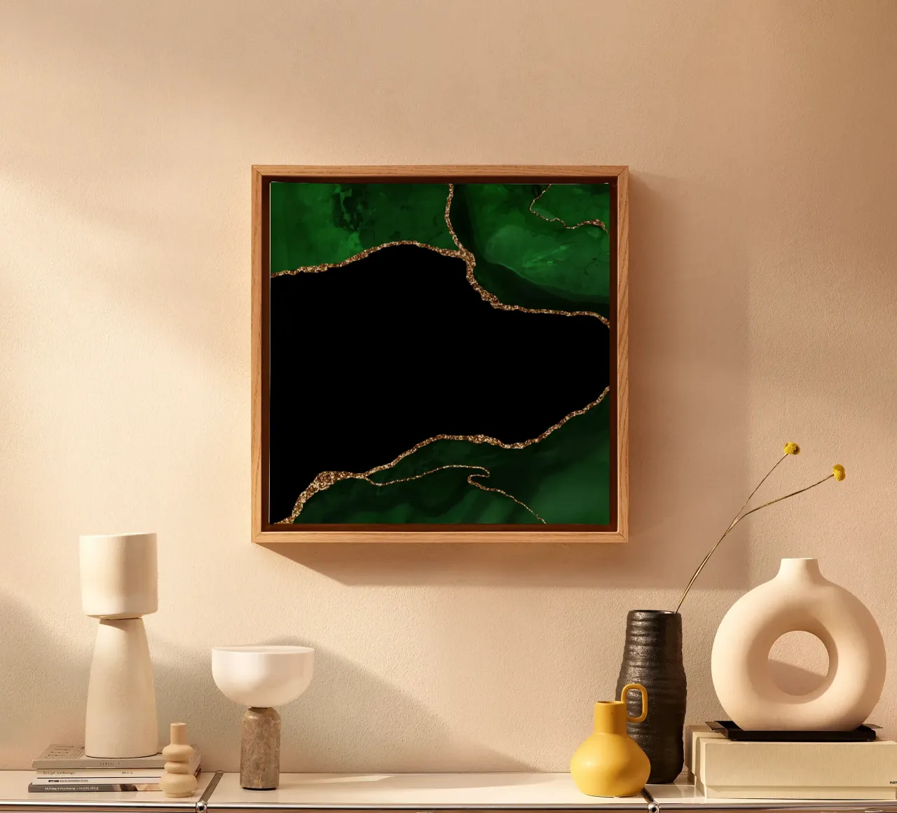 Texture agata verde e oro 04 tela con Cornice a cassetta da Gemstone Textures