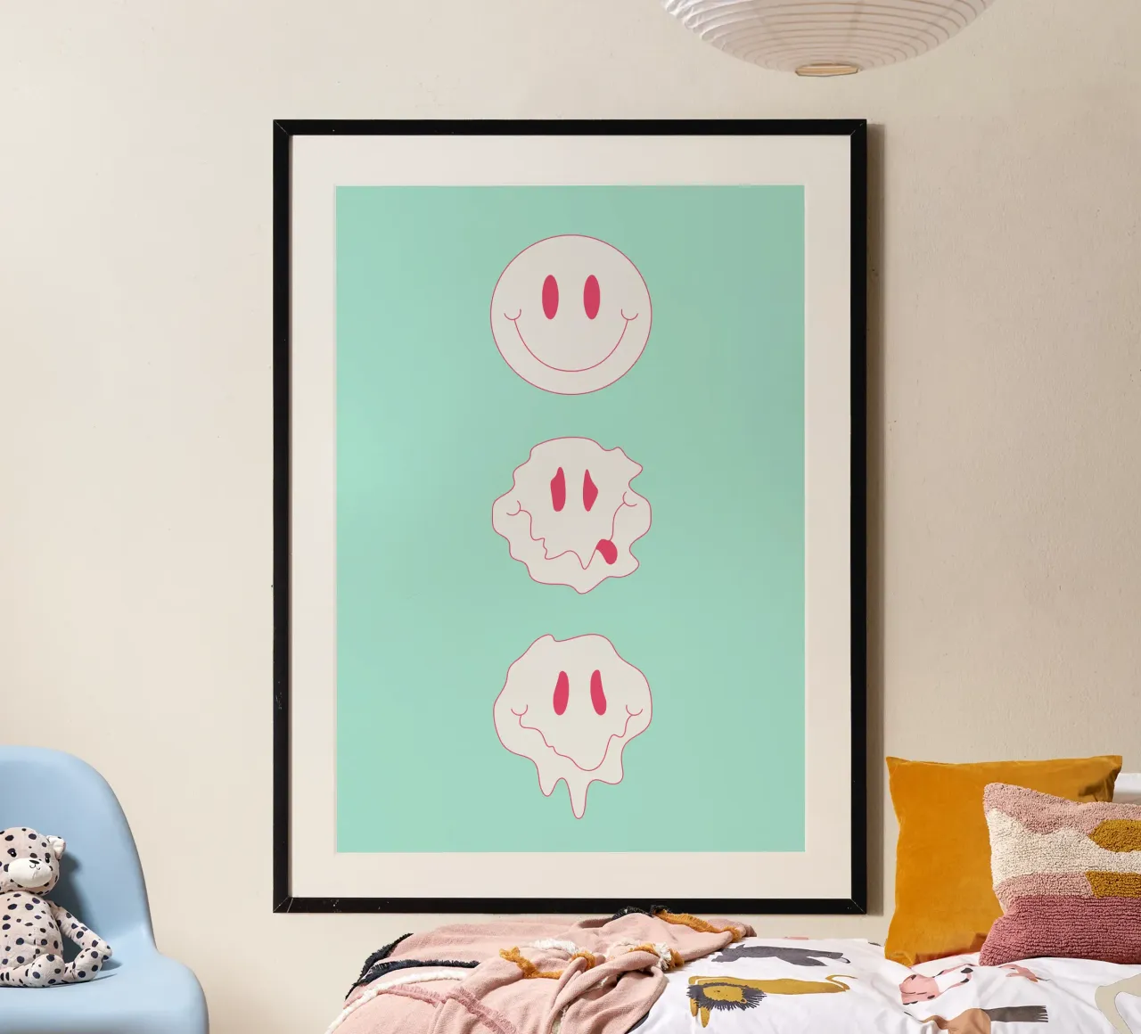 Melting Smile - Poster con smile trippy poster con telaio in legno da Studio Mooodz