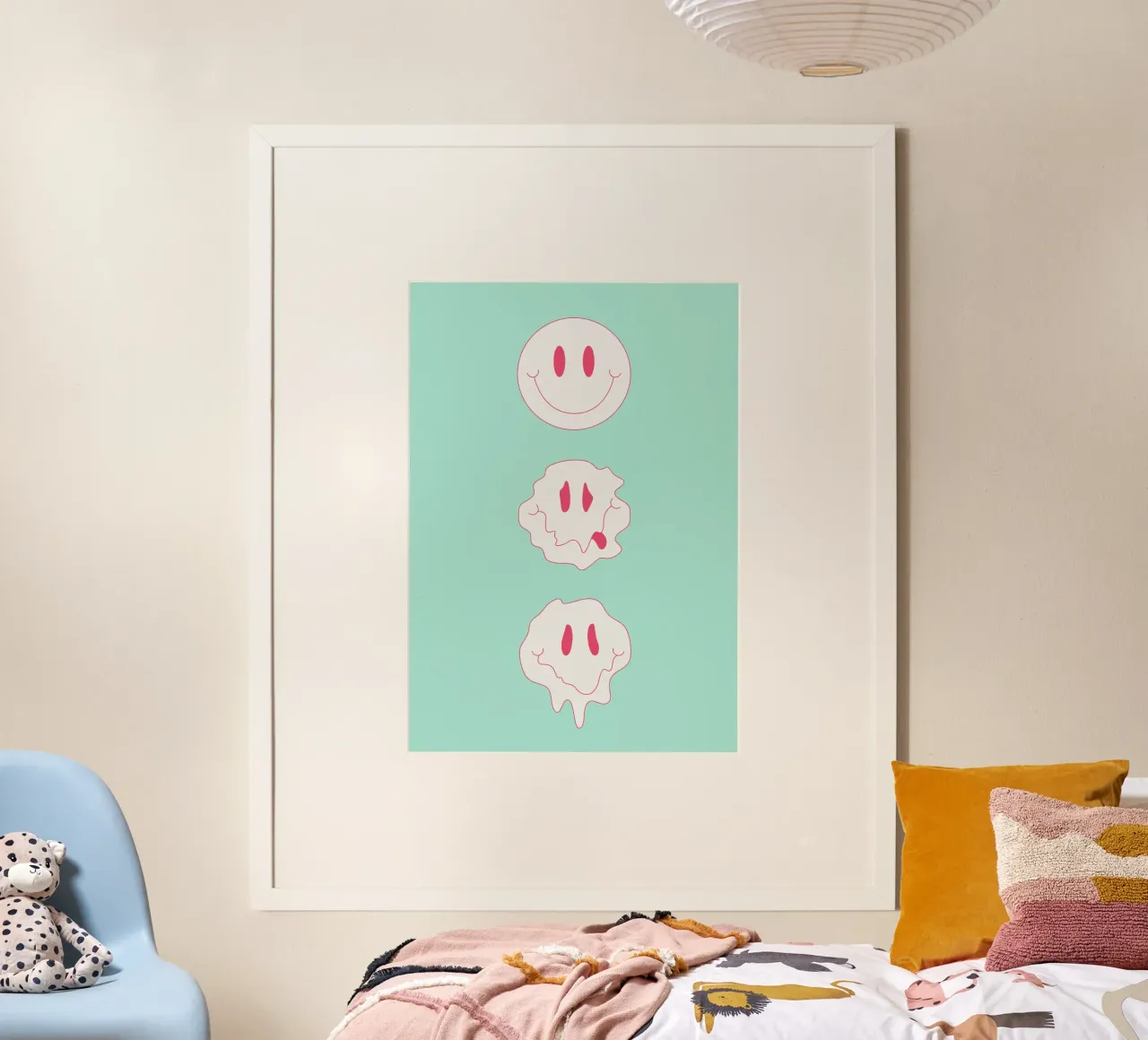 Melting Smile - Poster con smile trippy poster con telaio in legno da Studio Mooodz