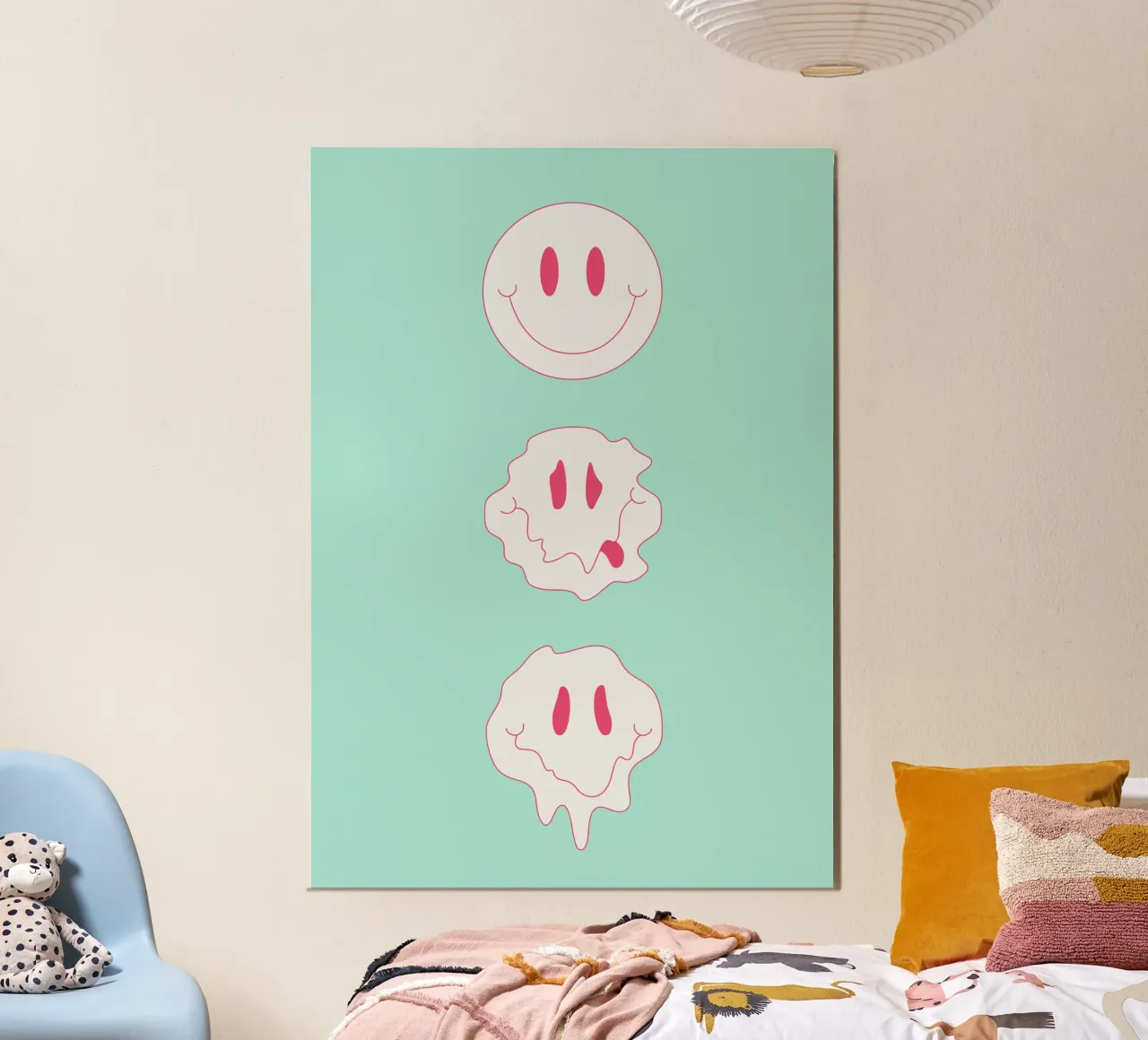 Melting Smile - Poster con smile trippy poster con telaio in legno da Studio Mooodz
