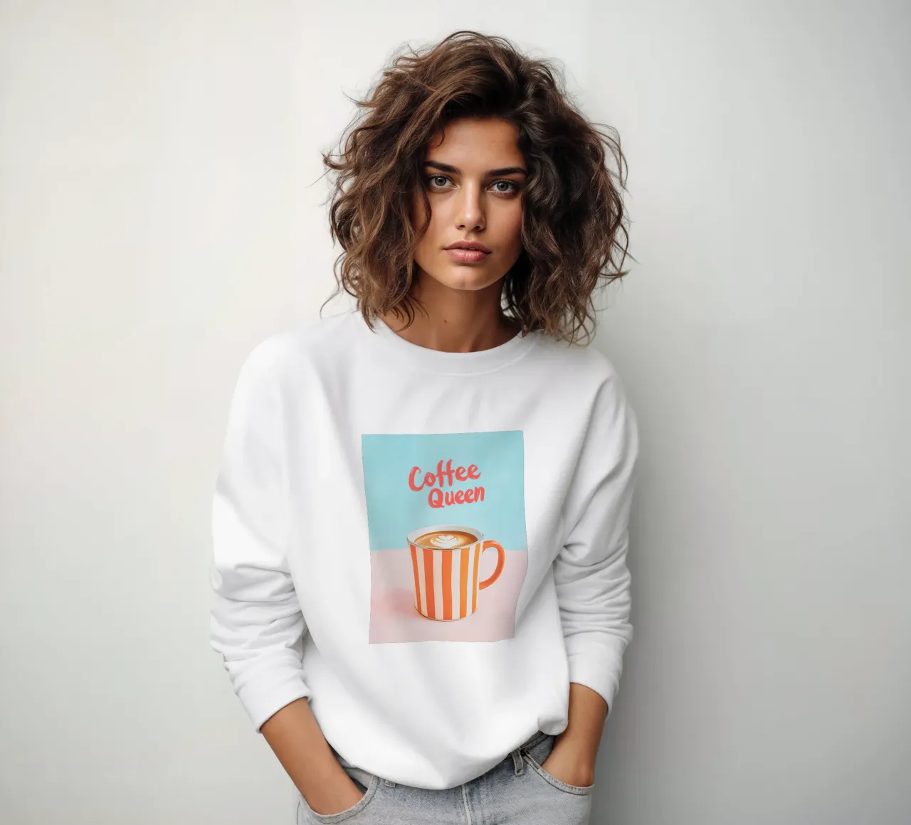 Caffè dell'amore con tazza a righe felpa da Carinaprint