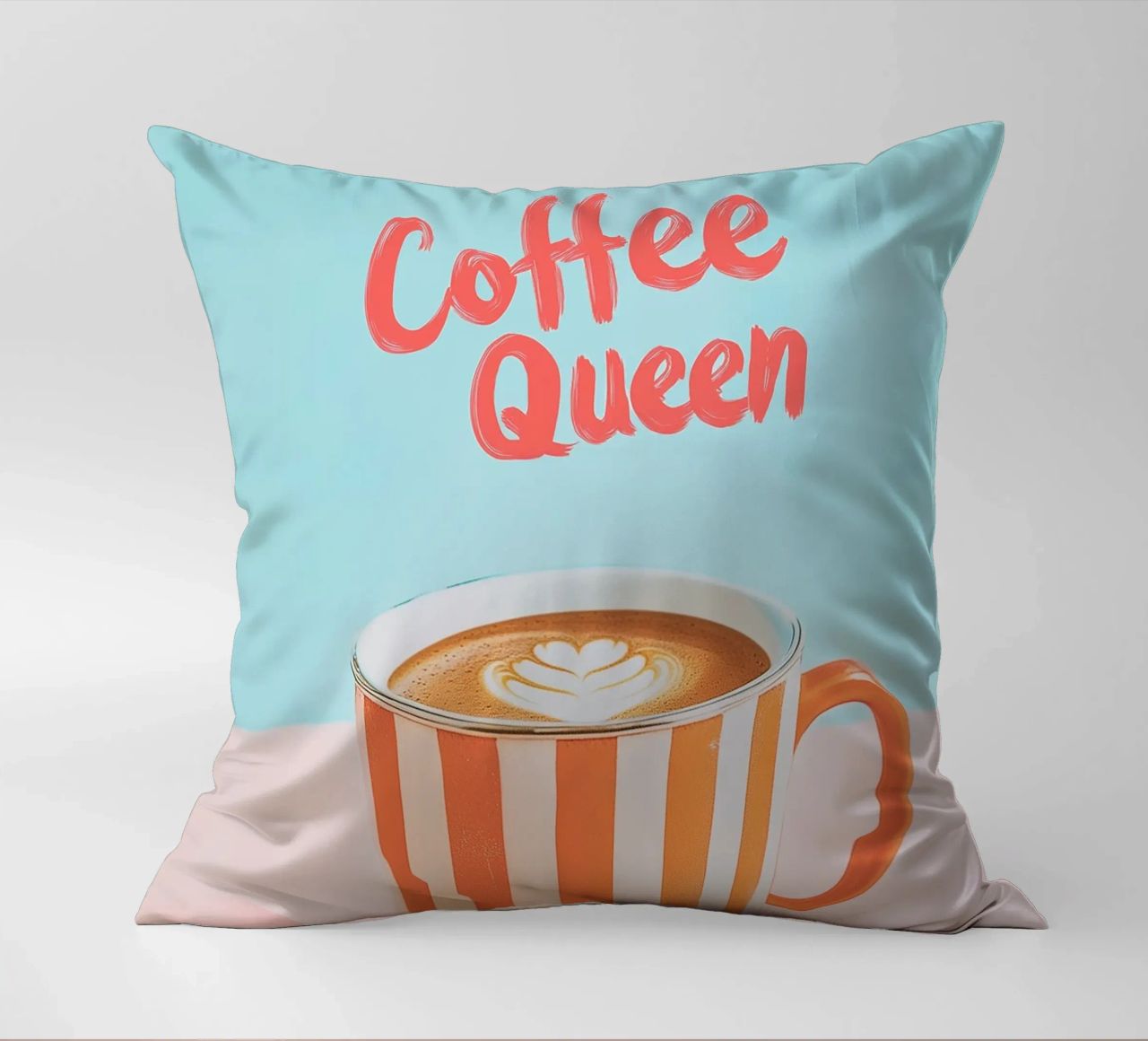 Caffè dell'amore con tazza a righe cuscino da Carinaprint