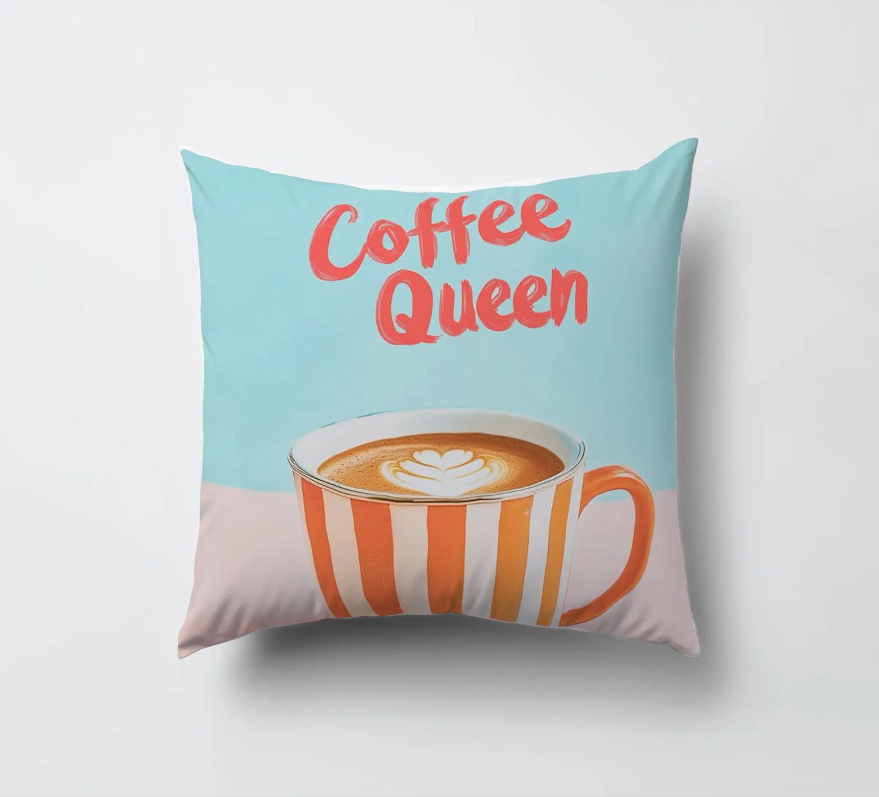 Caffè dell'amore con tazza a righe cuscino da Carinaprint