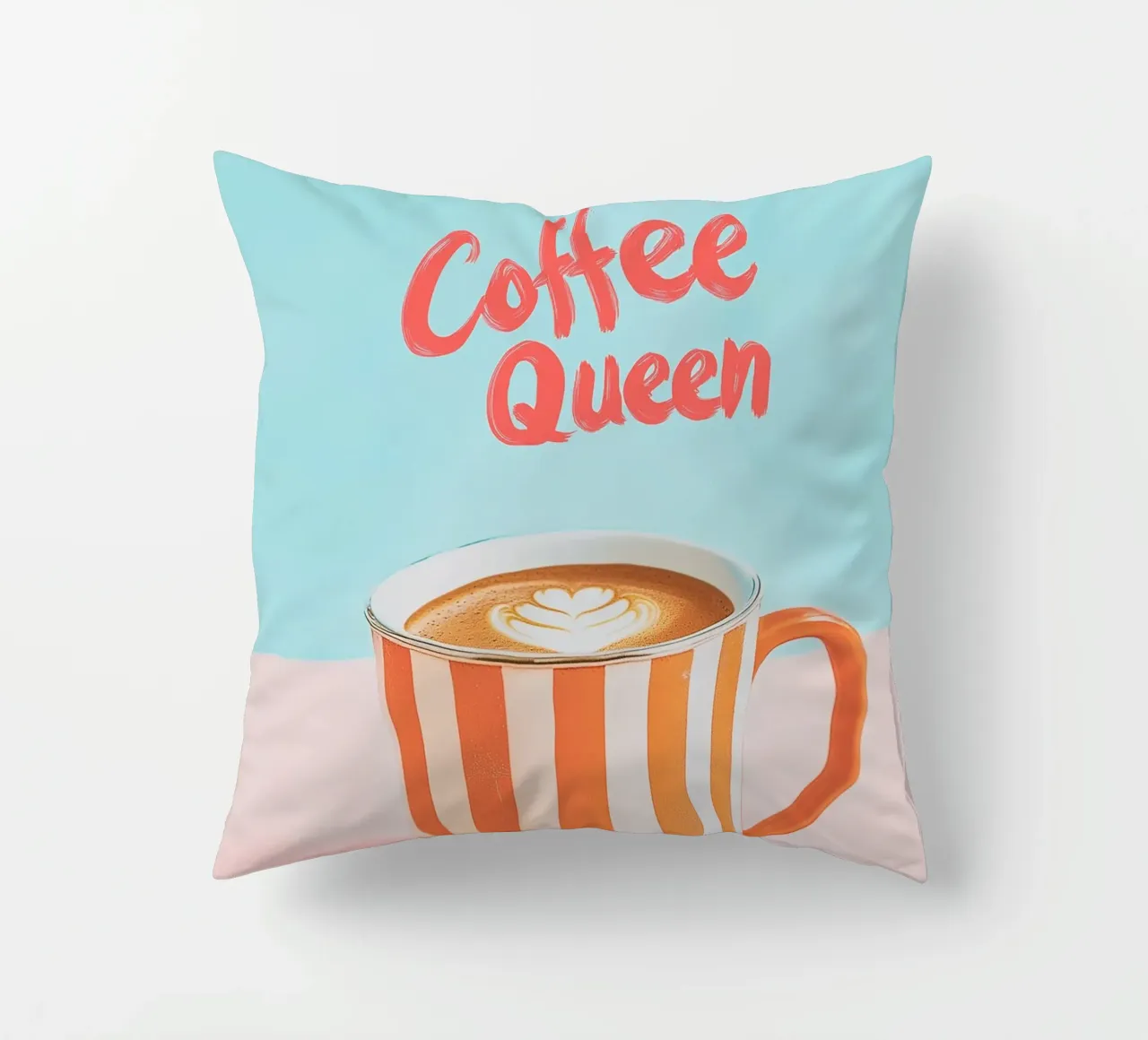 Caffè dell'amore con tazza a righe cuscino da Carinaprint