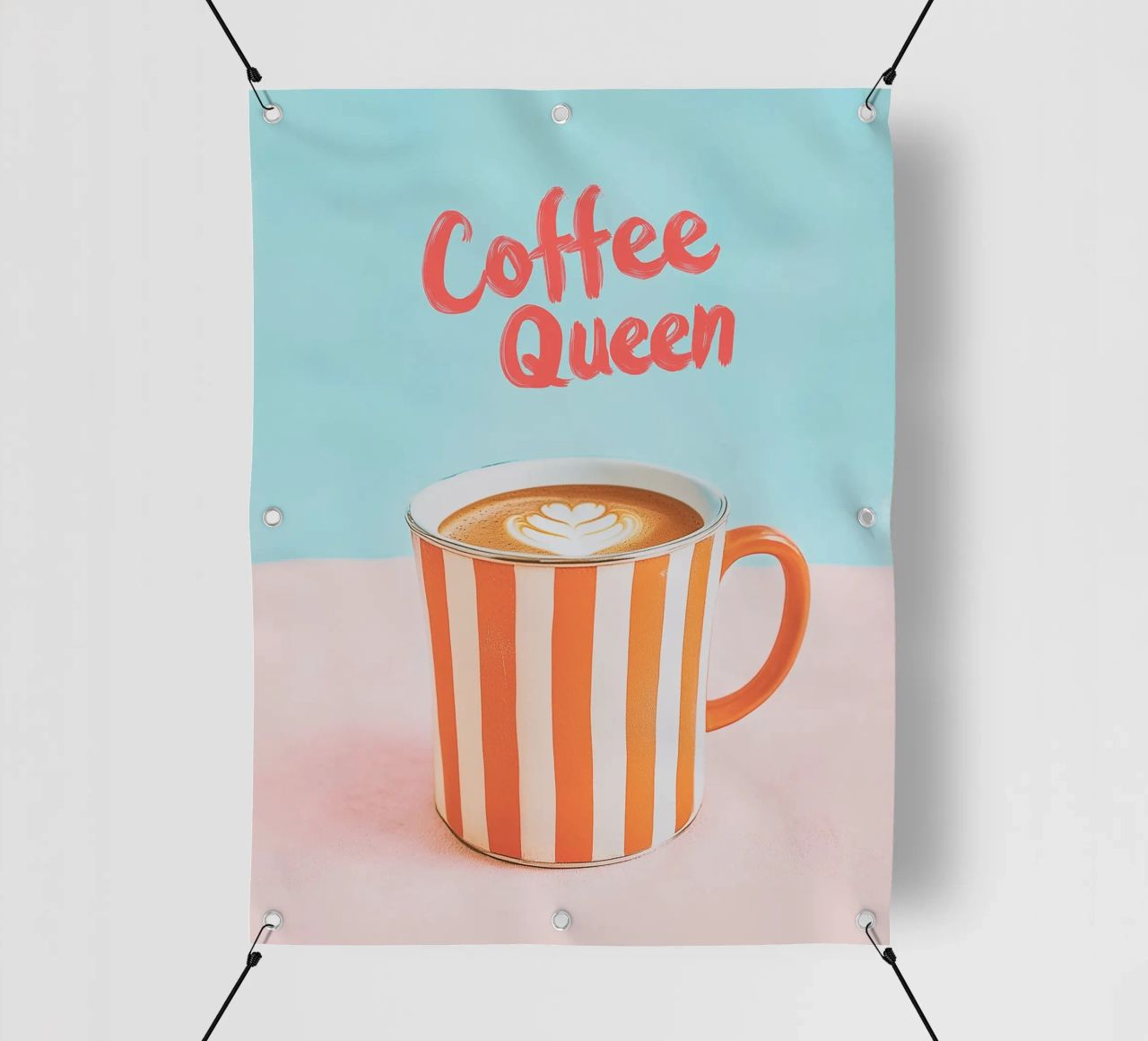 Caffè dell'amore con tazza a righe telo in pvc da Carinaprint