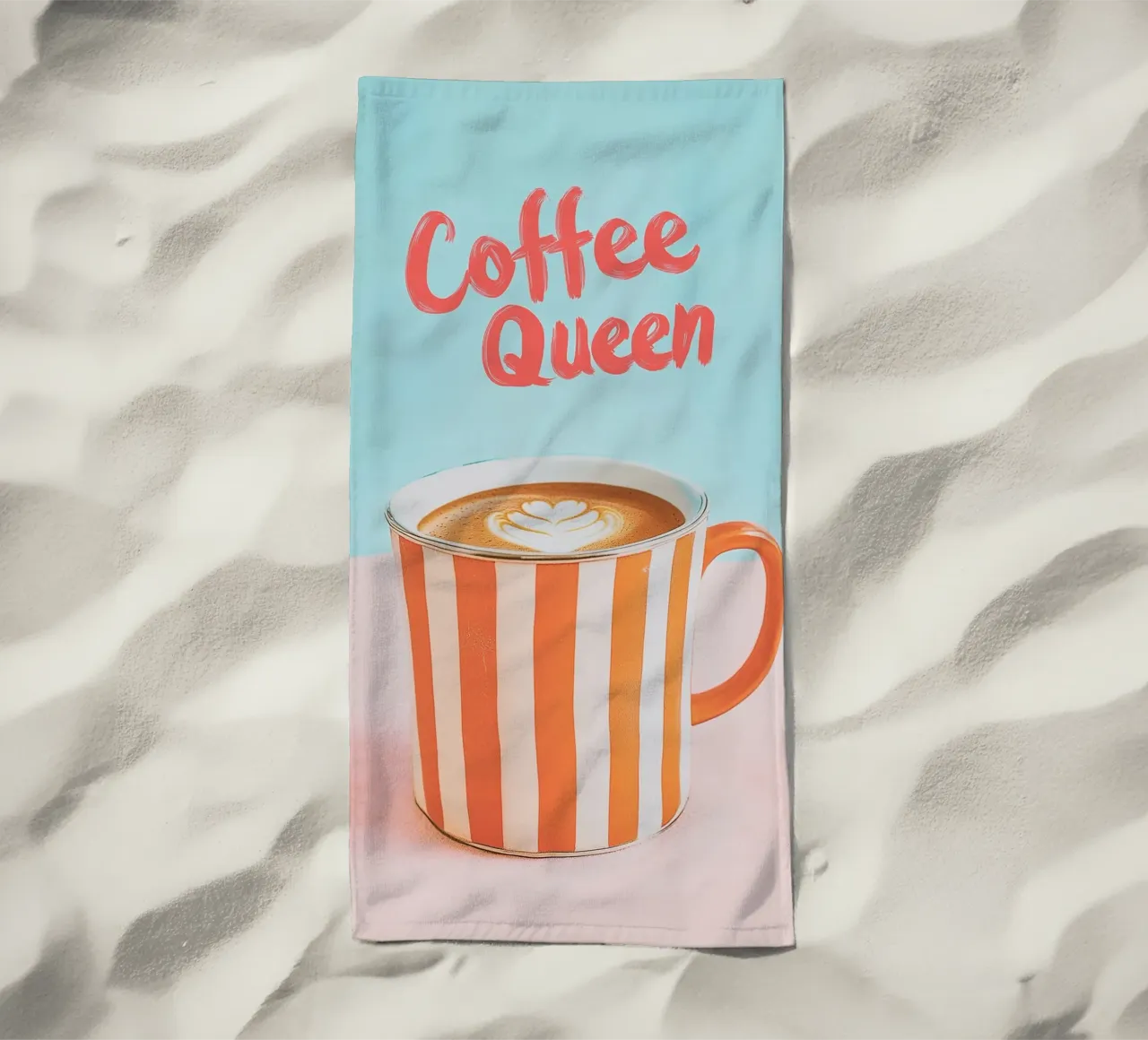 Caffè dell'amore con tazza a righe telo mare da Carinaprint