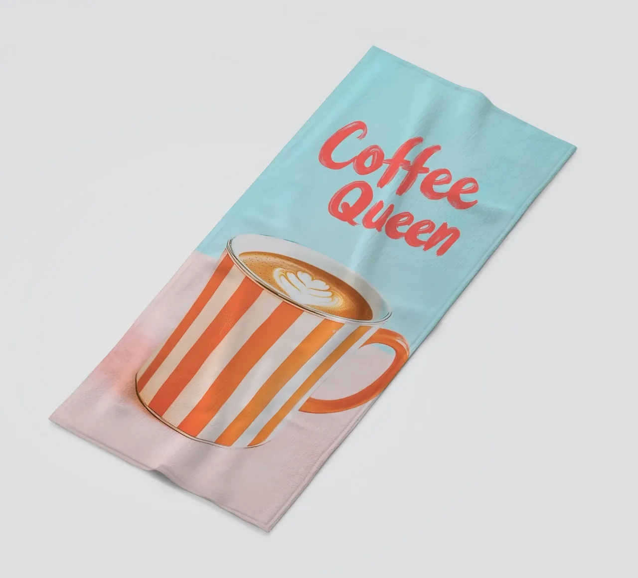 Caffè dell'amore con tazza a righe telo mare da Carinaprint