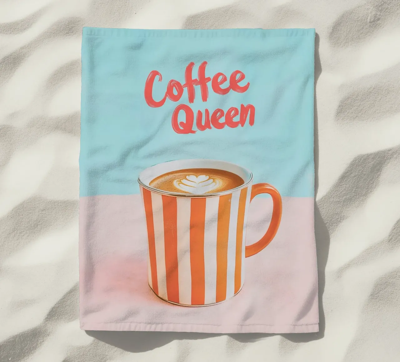 Caffè dell'amore con tazza a righe telo mare da Carinaprint