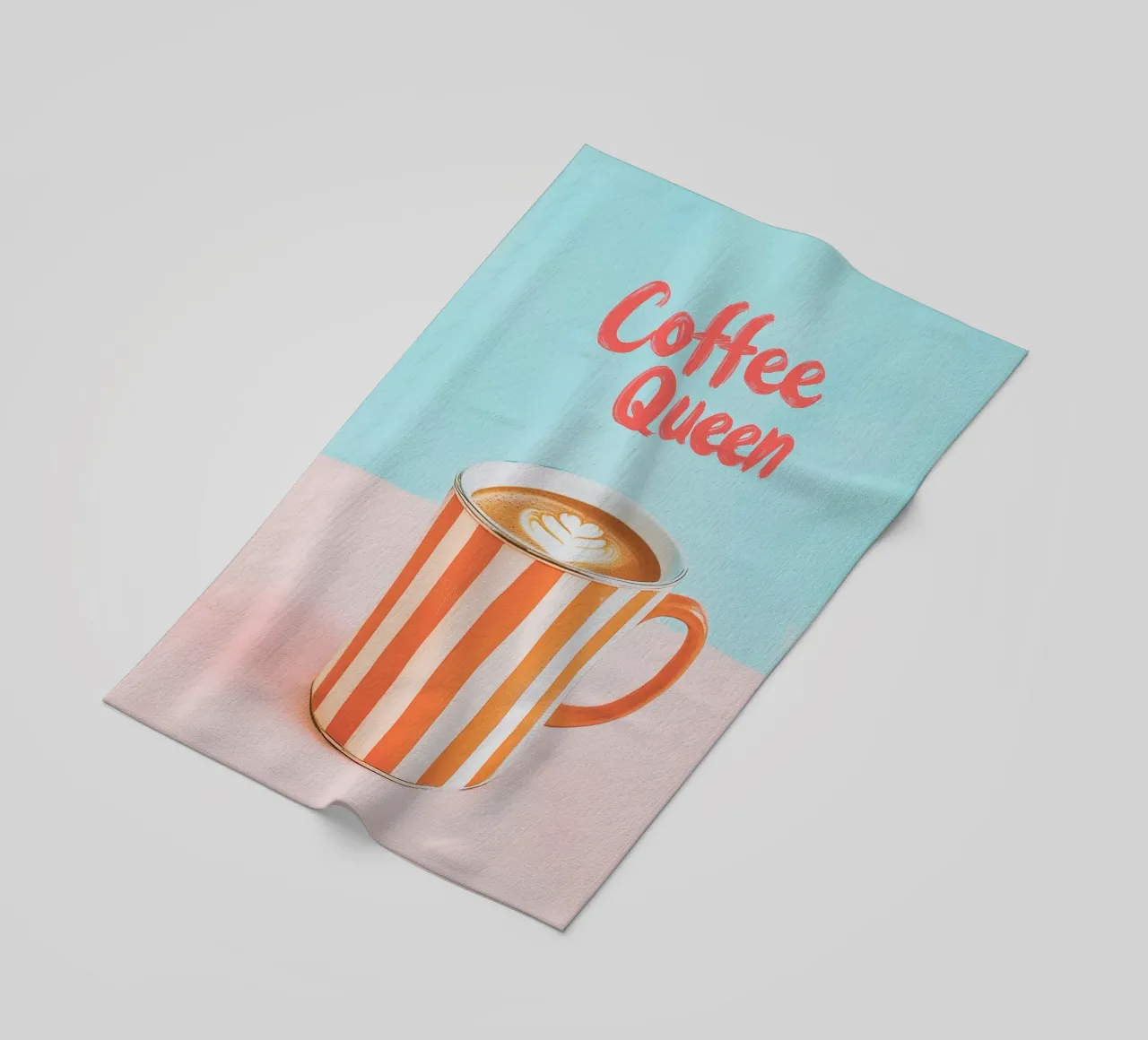 Caffè dell'amore con tazza a righe telo mare da Carinaprint