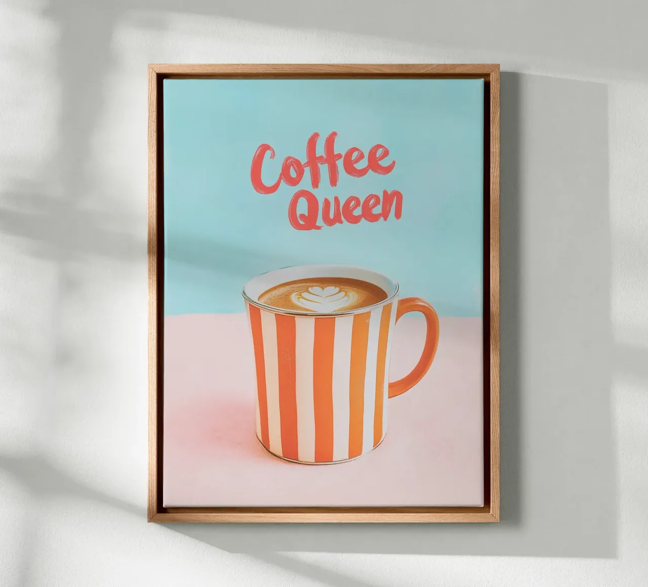 Caffè dell'amore con tazza a righe tela con Cornice a cassetta da Carinaprint
