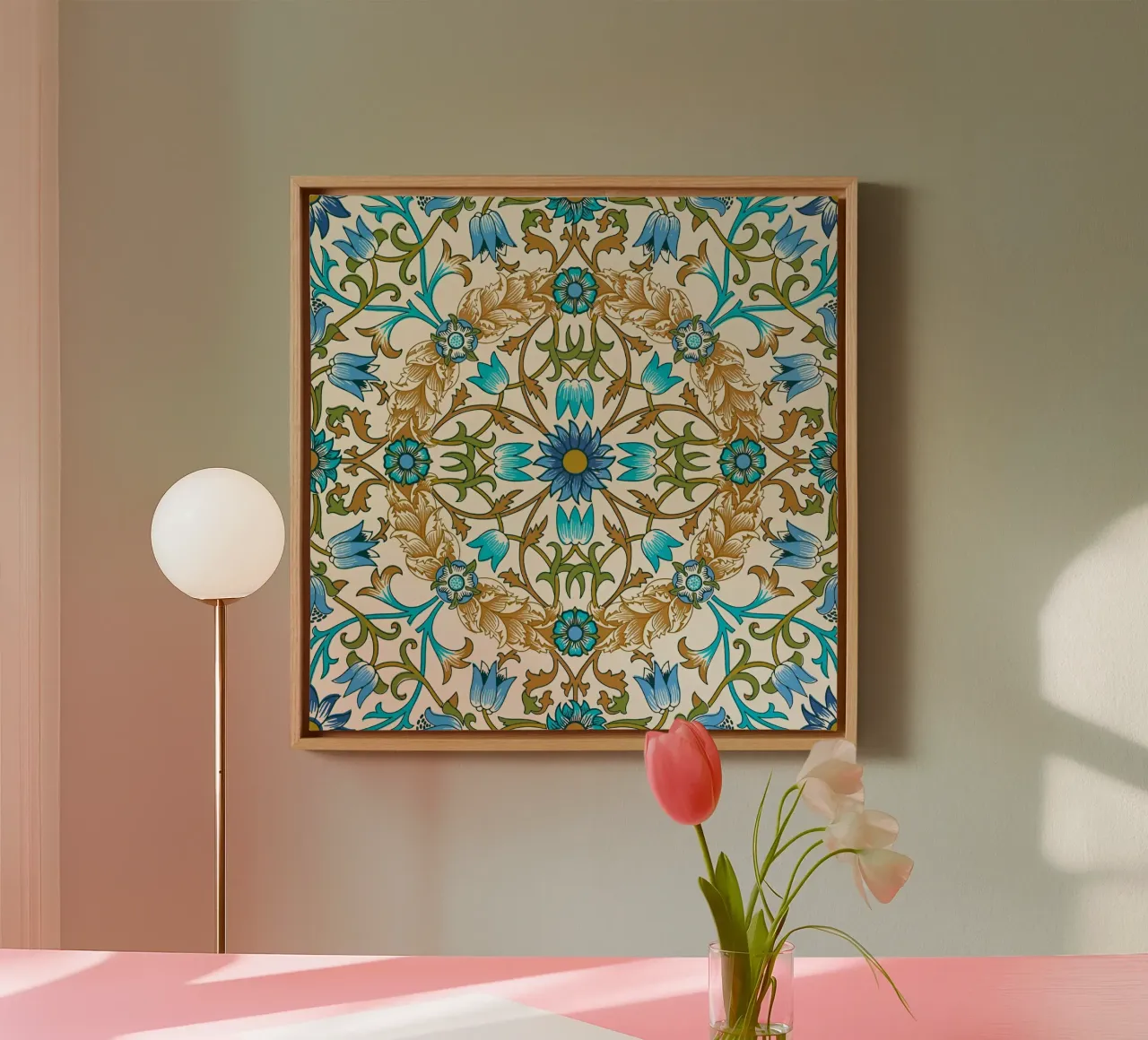 William Morris Bloemen canvas met Baklijst van William Store