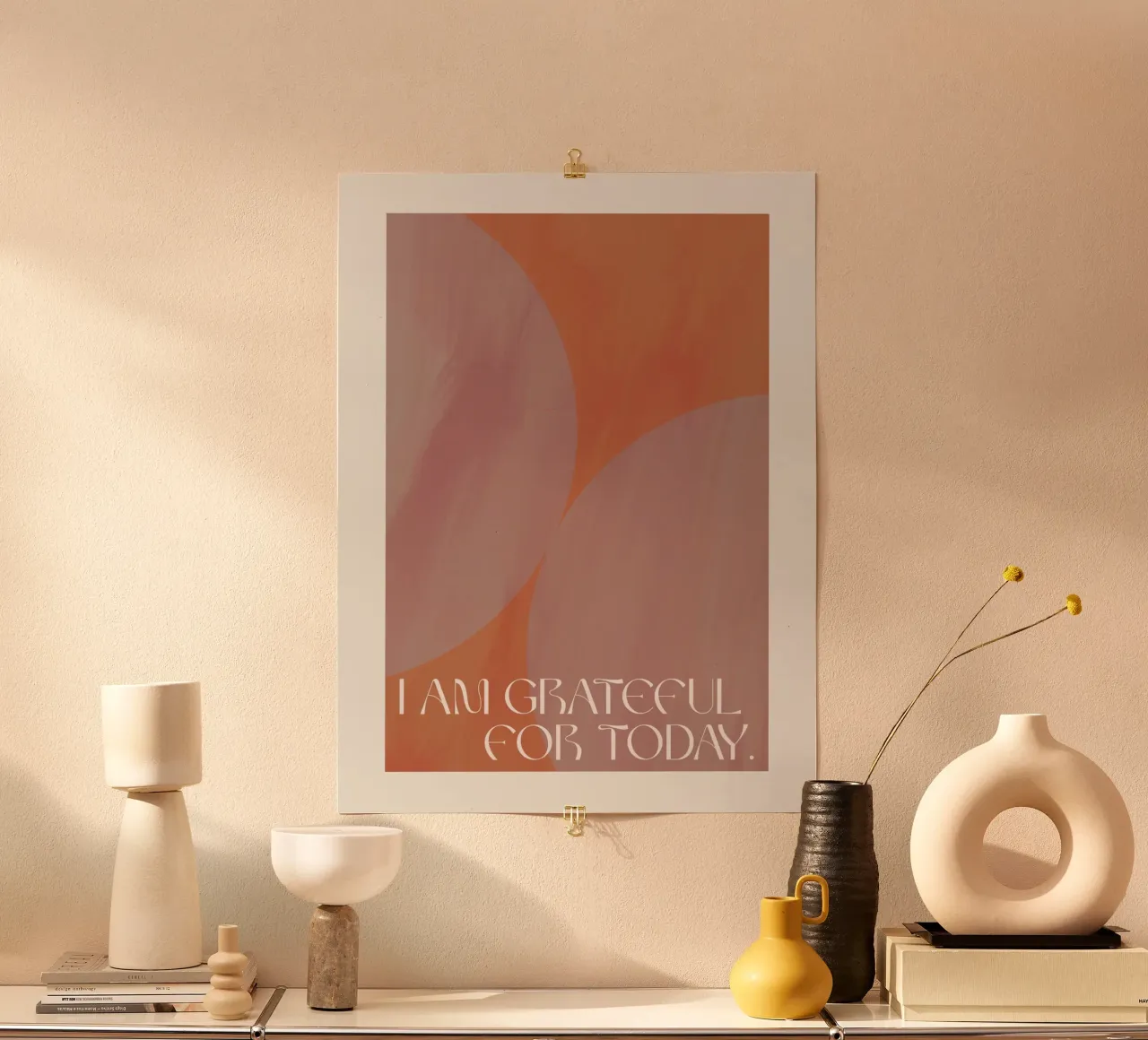 Golden Mantras No 32 poster con telaio in legno da treechild
