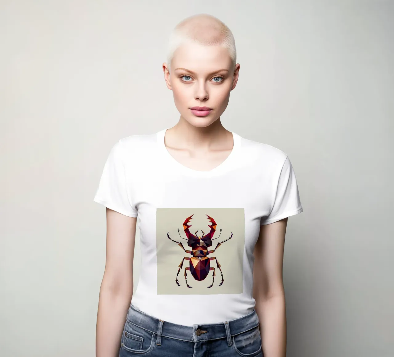 Impressive stag beetle in a modern geometric style women's fitted t-shirt by namosh