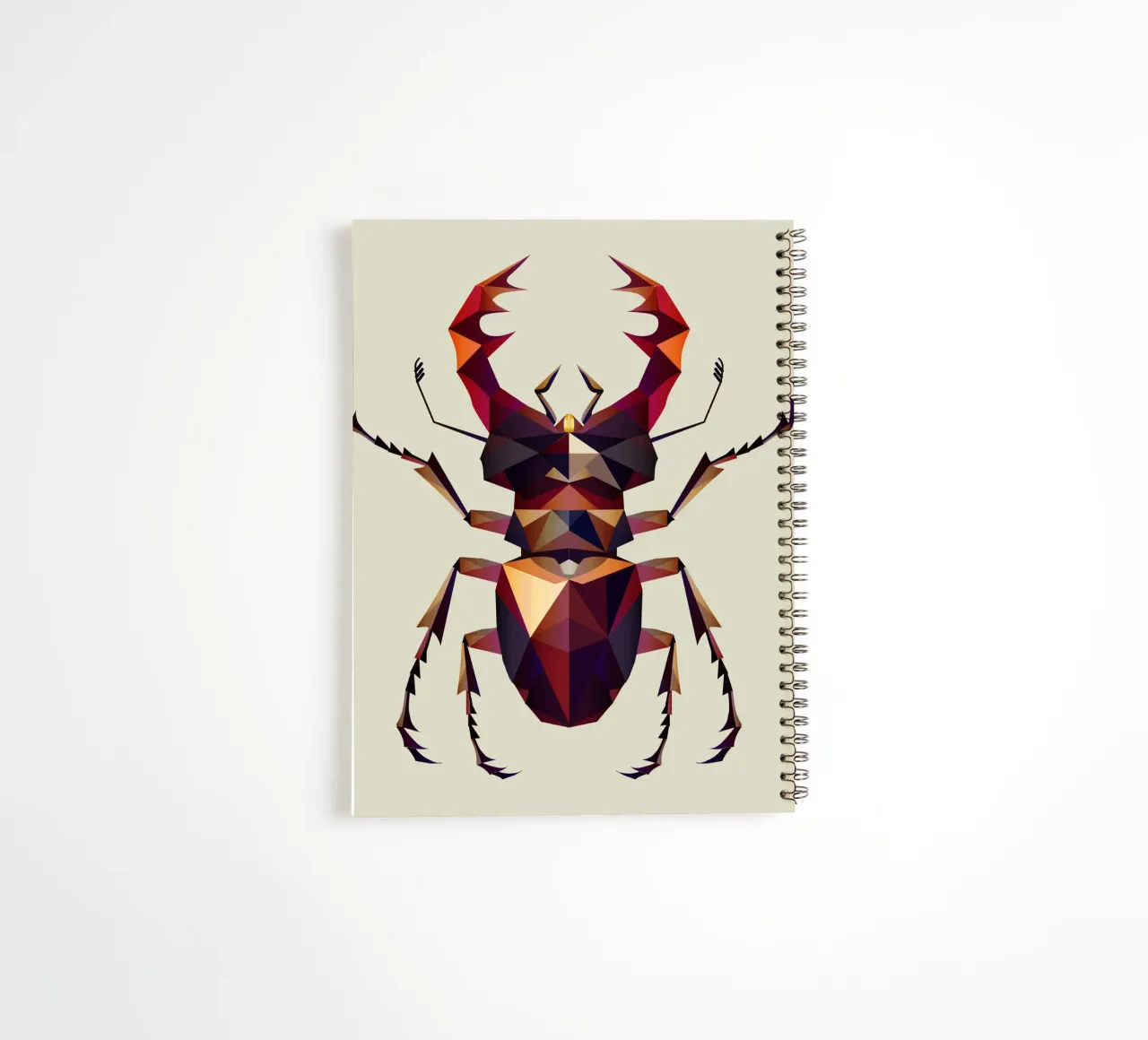 Impressive stag beetle in a modern geometric style spiral notebook by namosh
