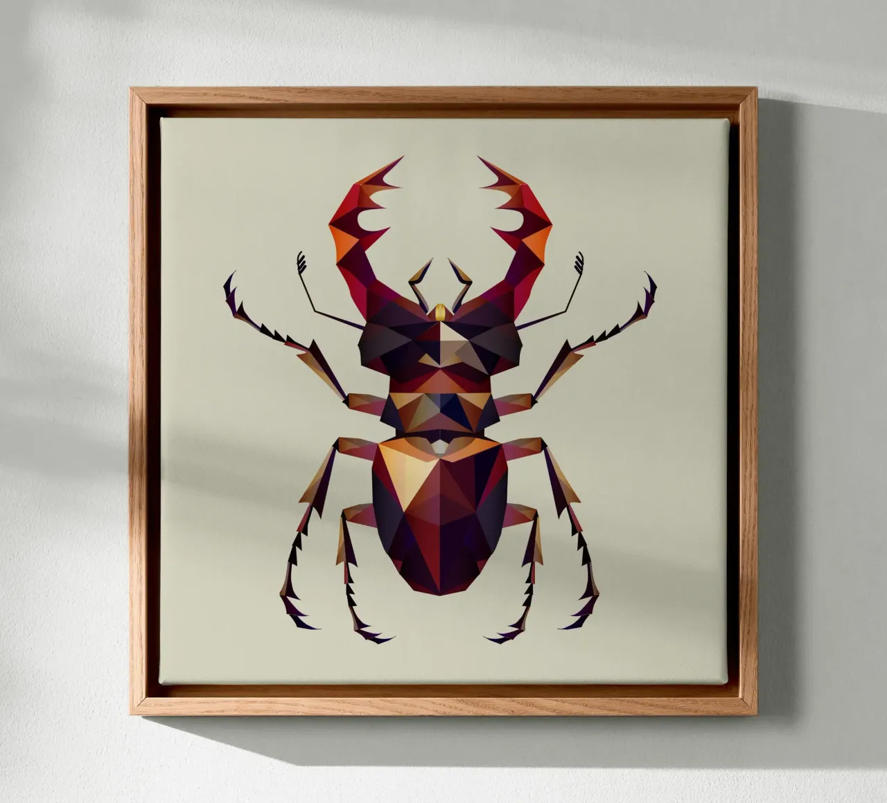 Impressive stag beetle in a modern geometric style canvas by namosh