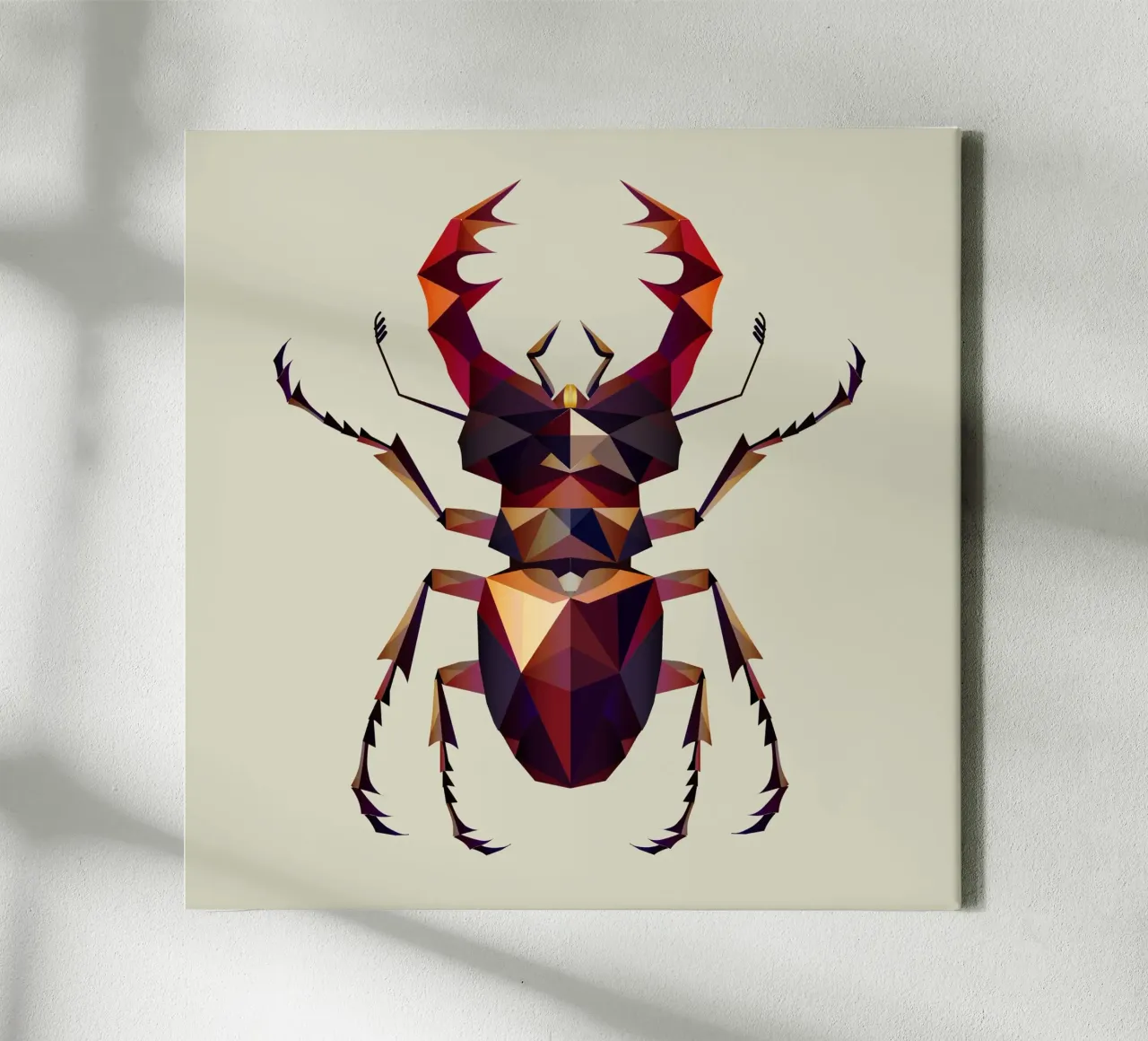 Impressive stag beetle in a modern geometric style canvas by namosh