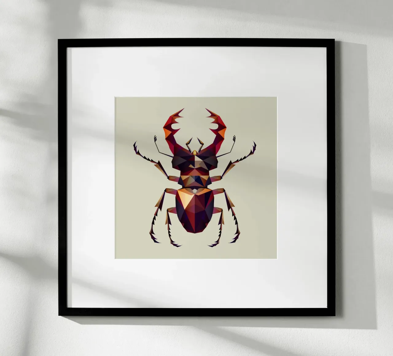 Impressive stag beetle in a modern geometric style hahnemühle by namosh