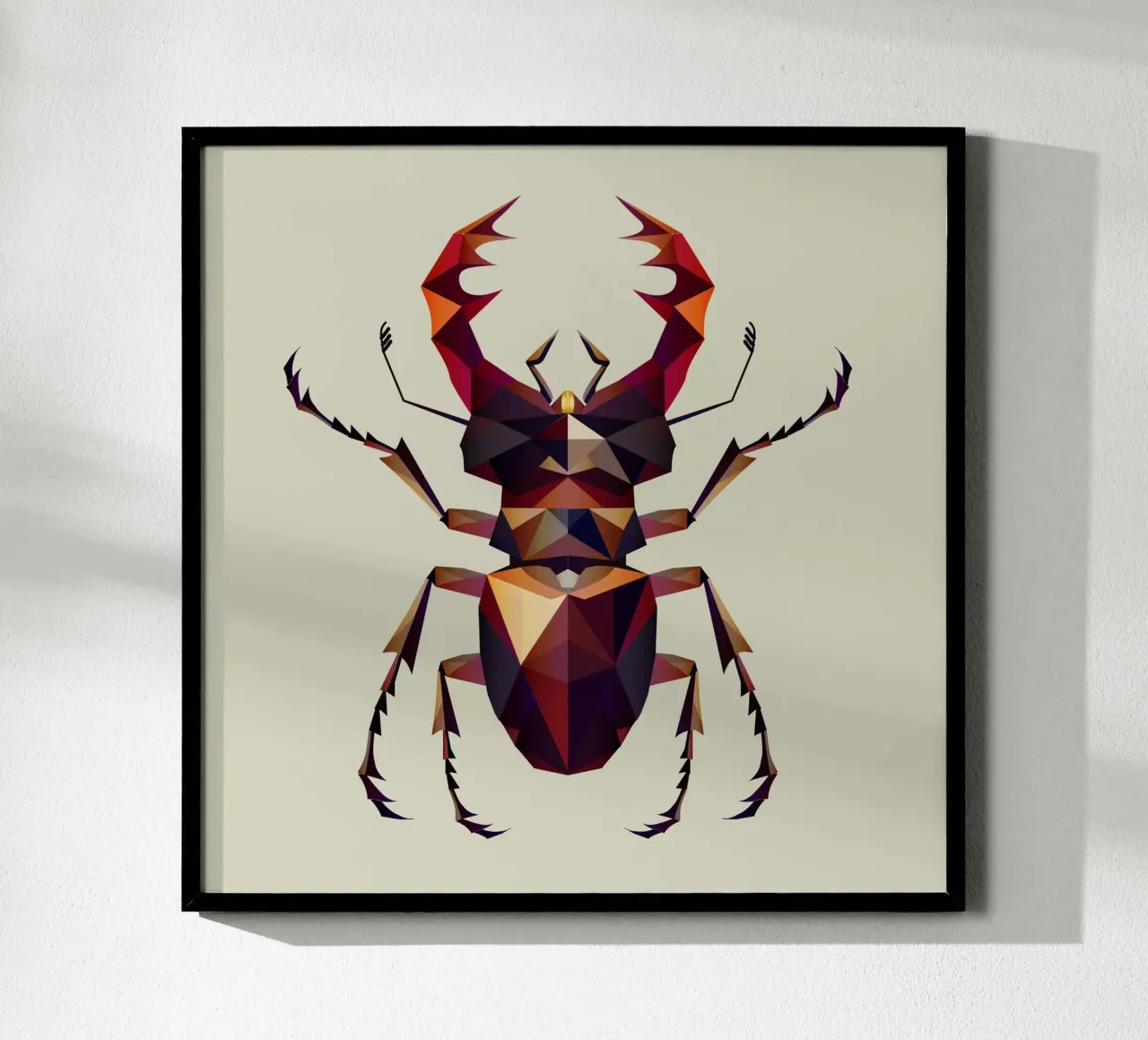 Impressive stag beetle in a modern geometric style hahnemühle by namosh