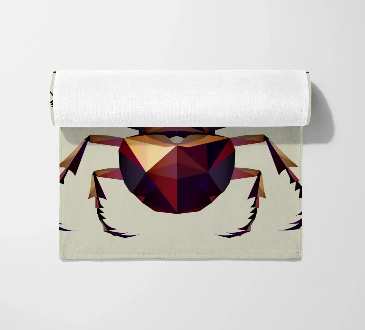 Impressive stag beetle in a modern geometric style beach towel by namosh