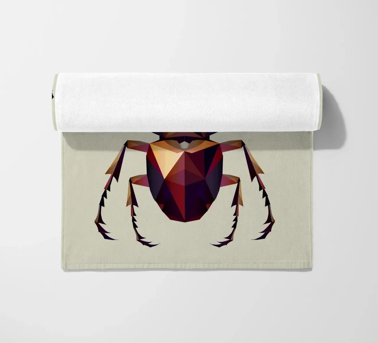Impressive stag beetle in a modern geometric style beach towel by namosh