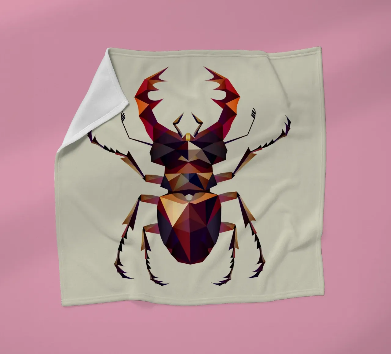 Impressive stag beetle in a modern geometric style fleece blanket by namosh