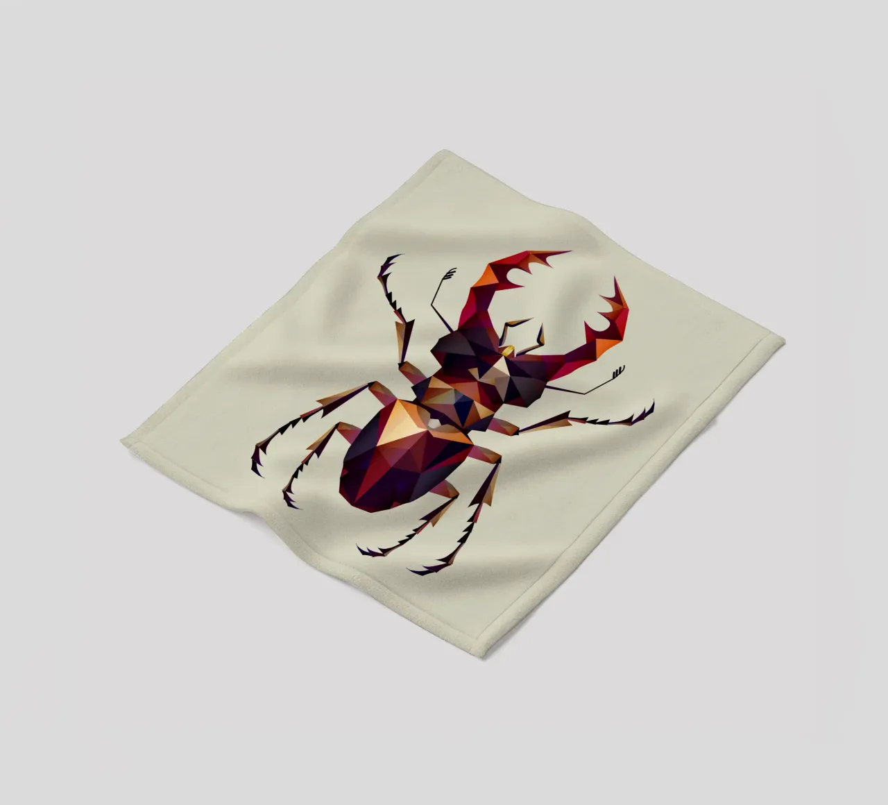 Impressive stag beetle in a modern geometric style fleece blanket by namosh
