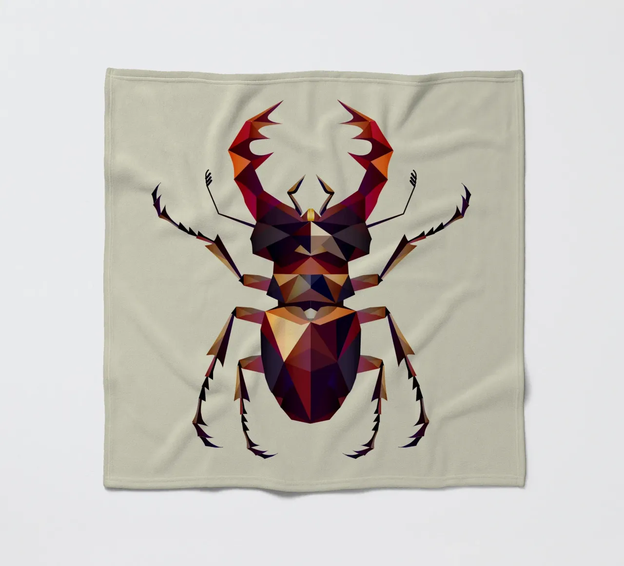 Impressive stag beetle in a modern geometric style fleece blanket by namosh
