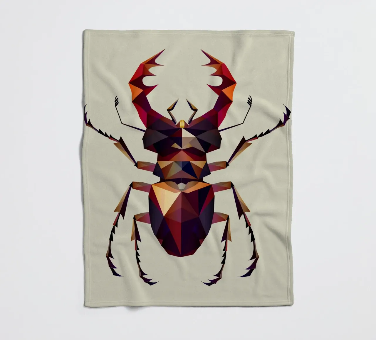 Impressive stag beetle in a modern geometric style fleece blanket by namosh