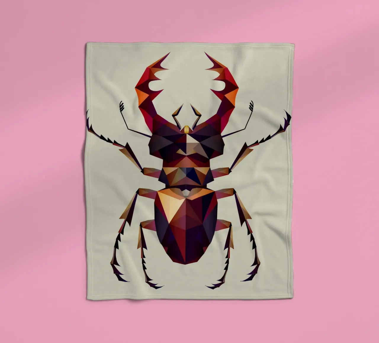 Impressive stag beetle in a modern geometric style fleece blanket by namosh