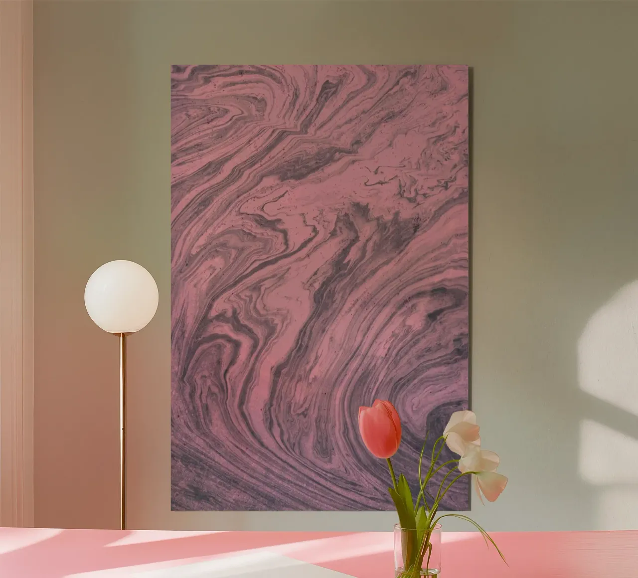 Pink Marbled Texture Alu-Dibond von cafelab