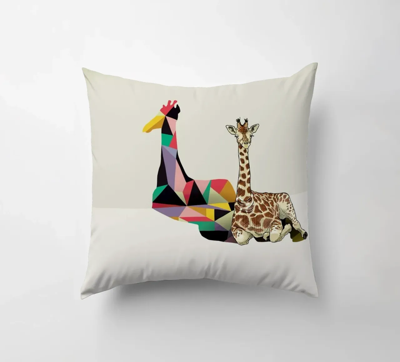 Walking Shadow - Giraffe decorative cushion by Jason Ratliff