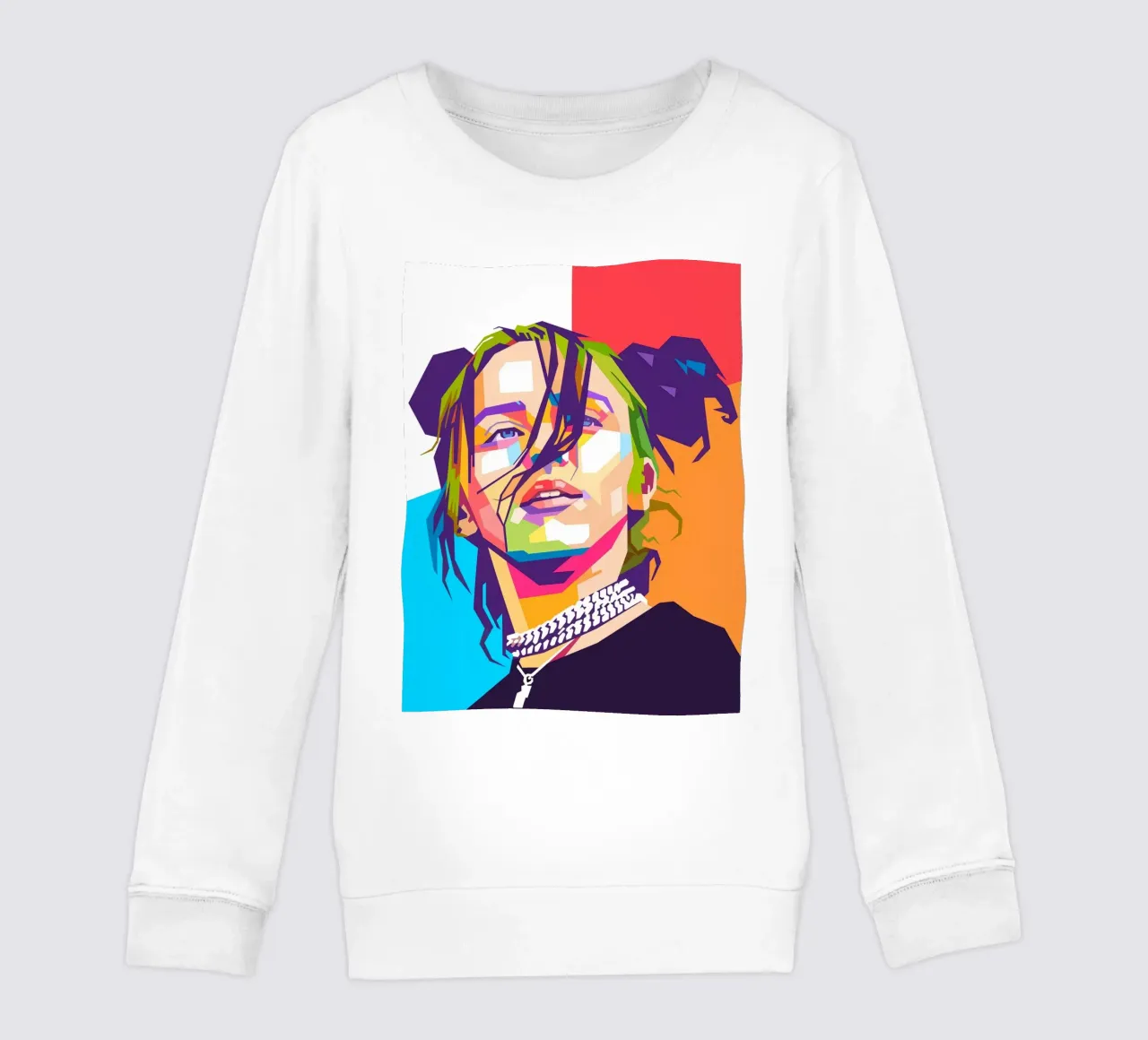 Billie Eilish pop art portrait kids sweatshirt by Hantamrata