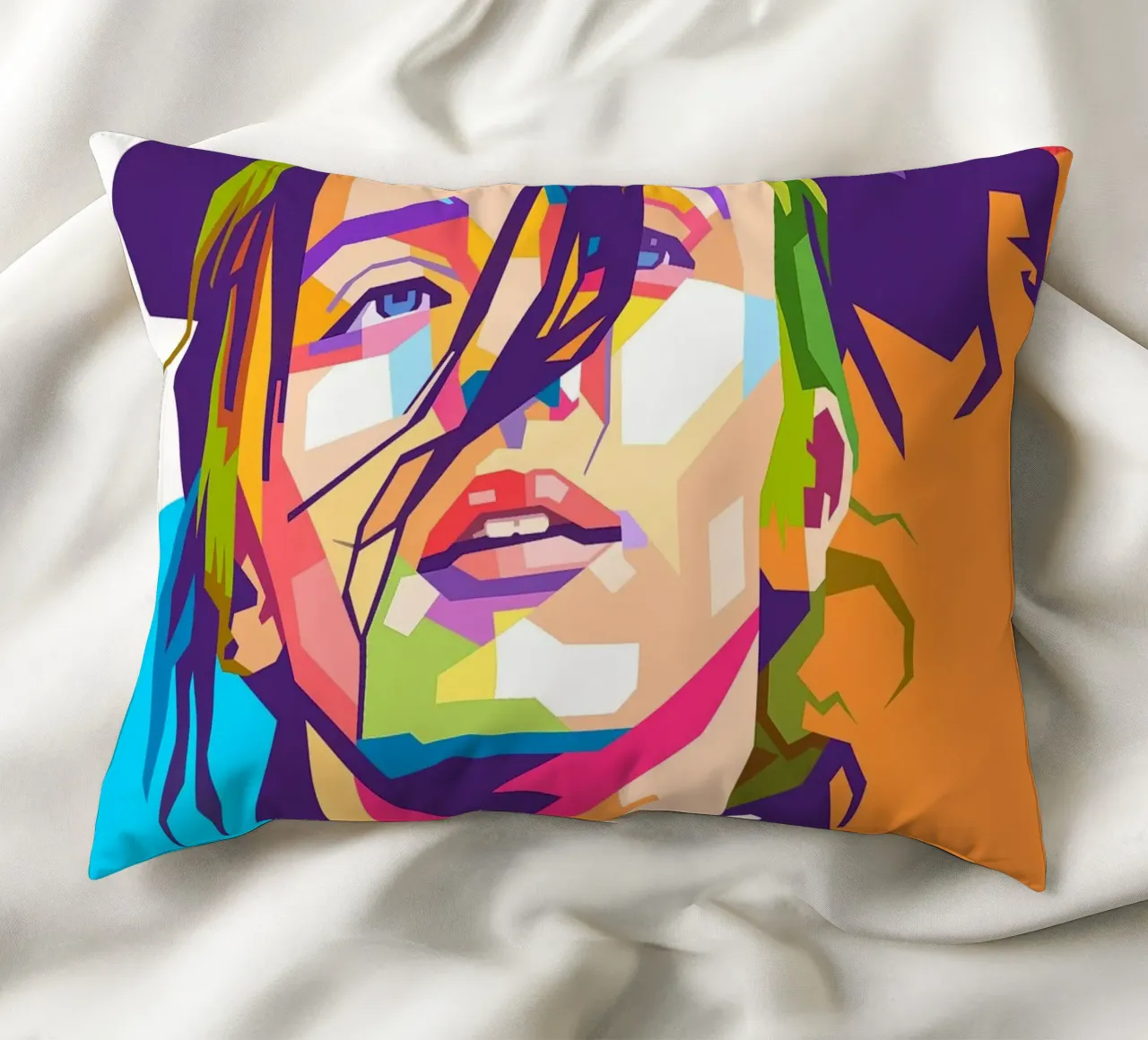 Ritratto pop art di Billie Eilish cuscino da Hantamrata