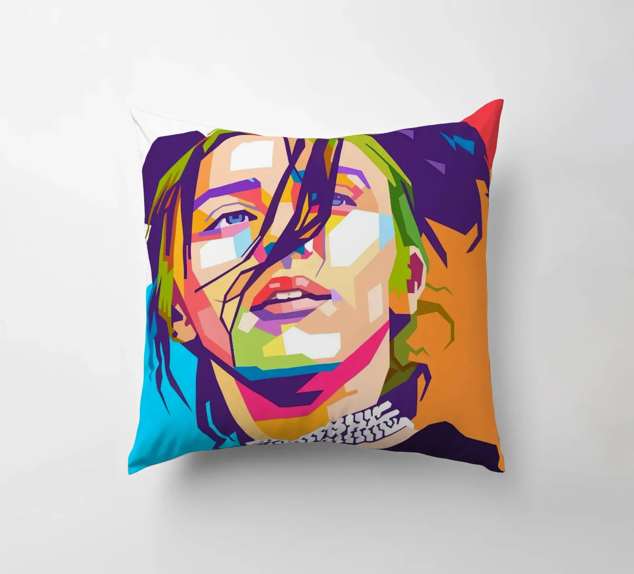 Ritratto pop art di Billie Eilish cuscino da Hantamrata