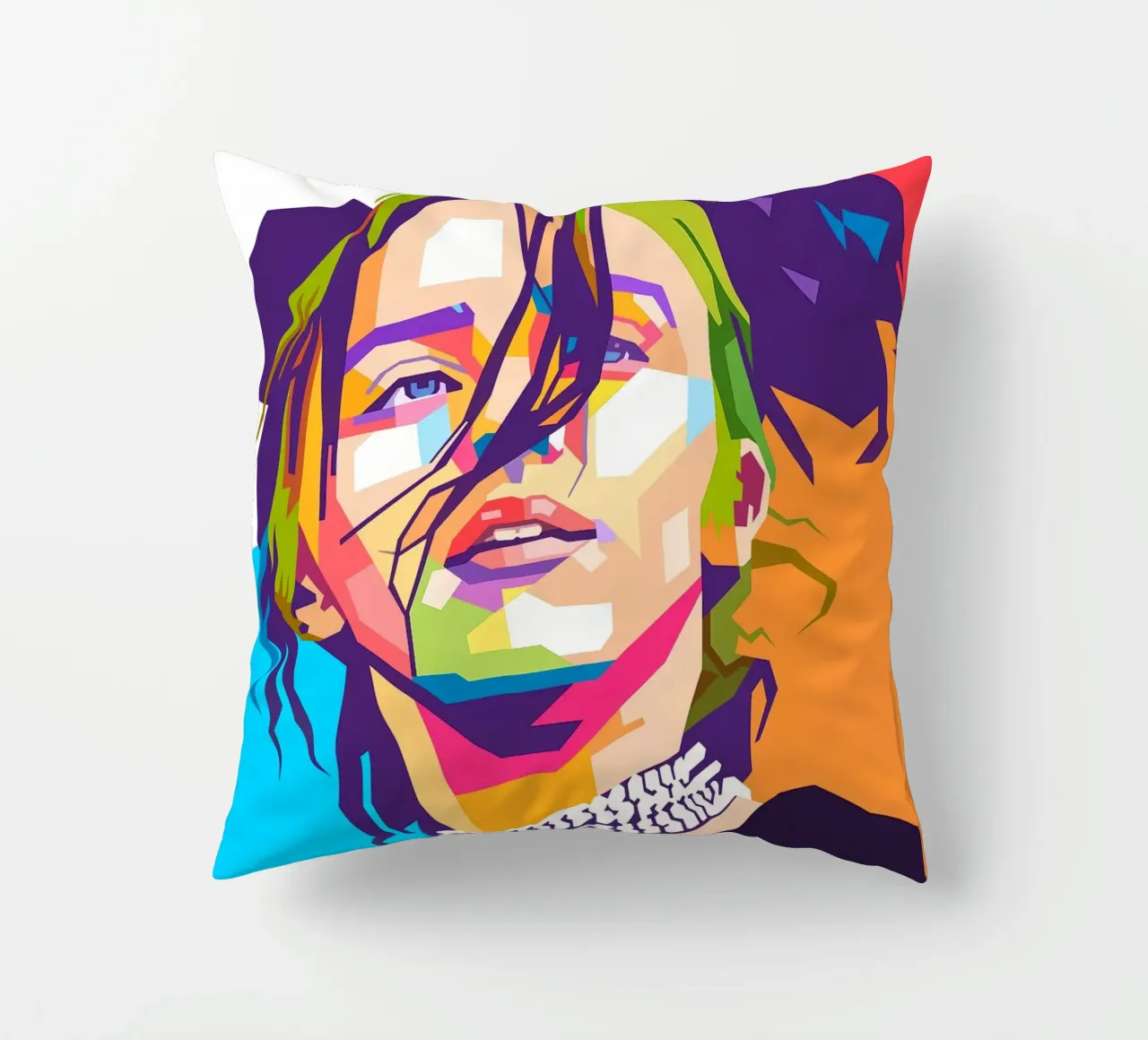 Ritratto pop art di Billie Eilish cuscino da Hantamrata