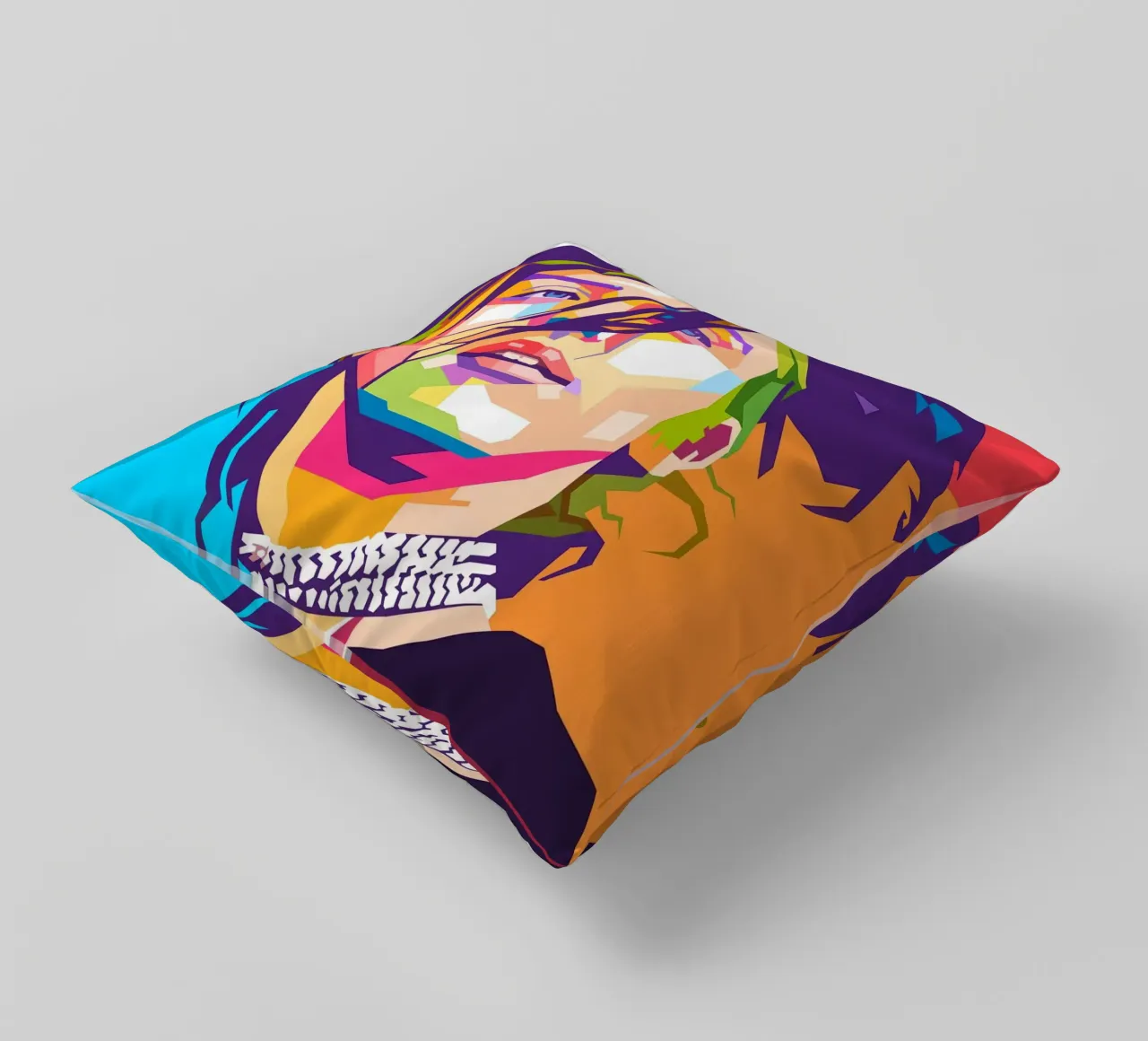Ritratto pop art di Billie Eilish cuscino da Hantamrata