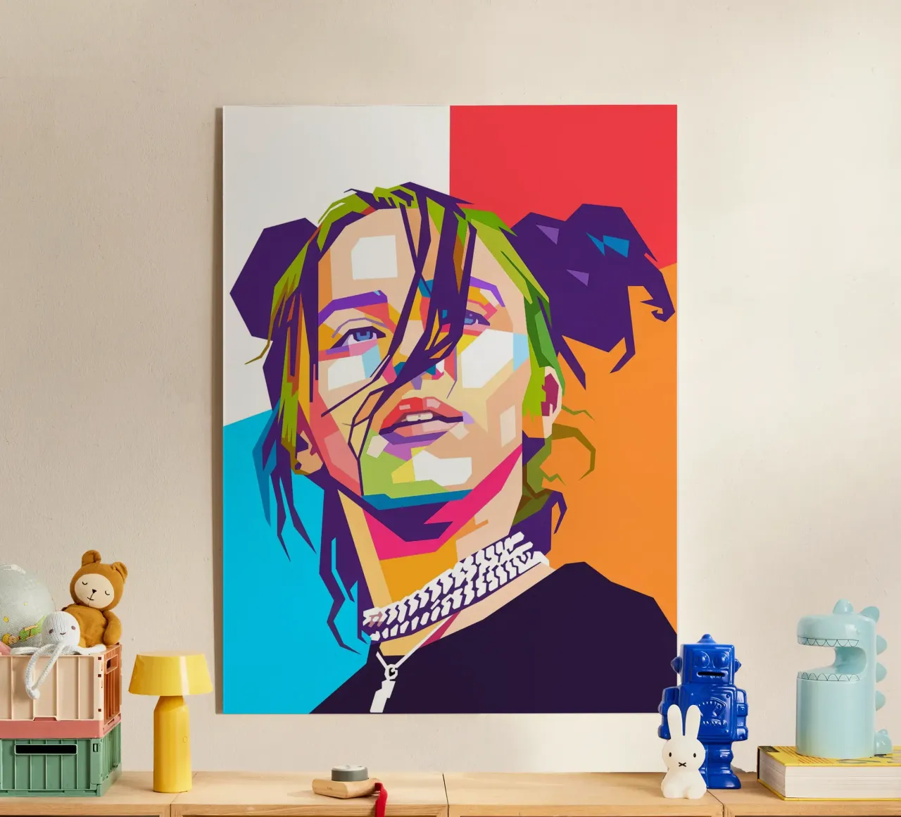 Billie Eilish pop-art portret acryl van Hantamrata