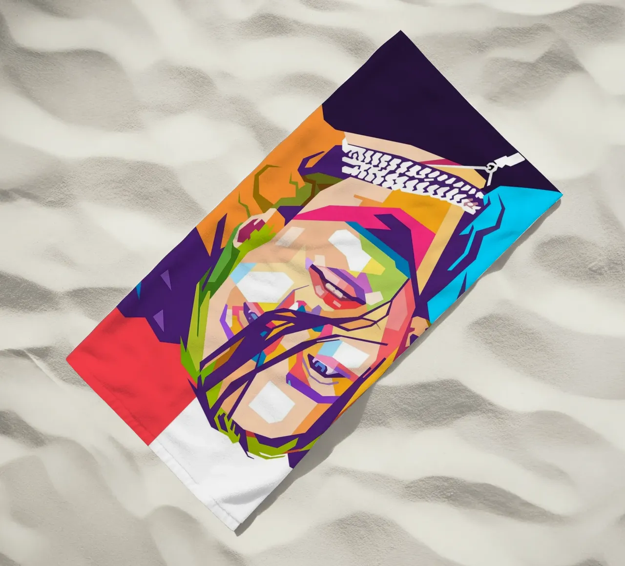 Ritratto pop art di Billie Eilish telo mare da Hantamrata