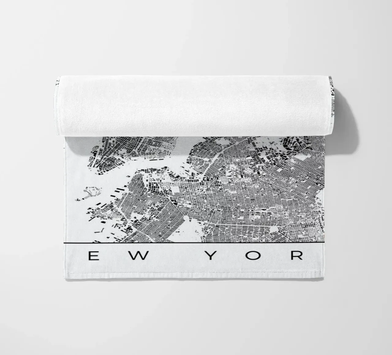 New York Map Schwarzplan beach towel by Hubert Roguski