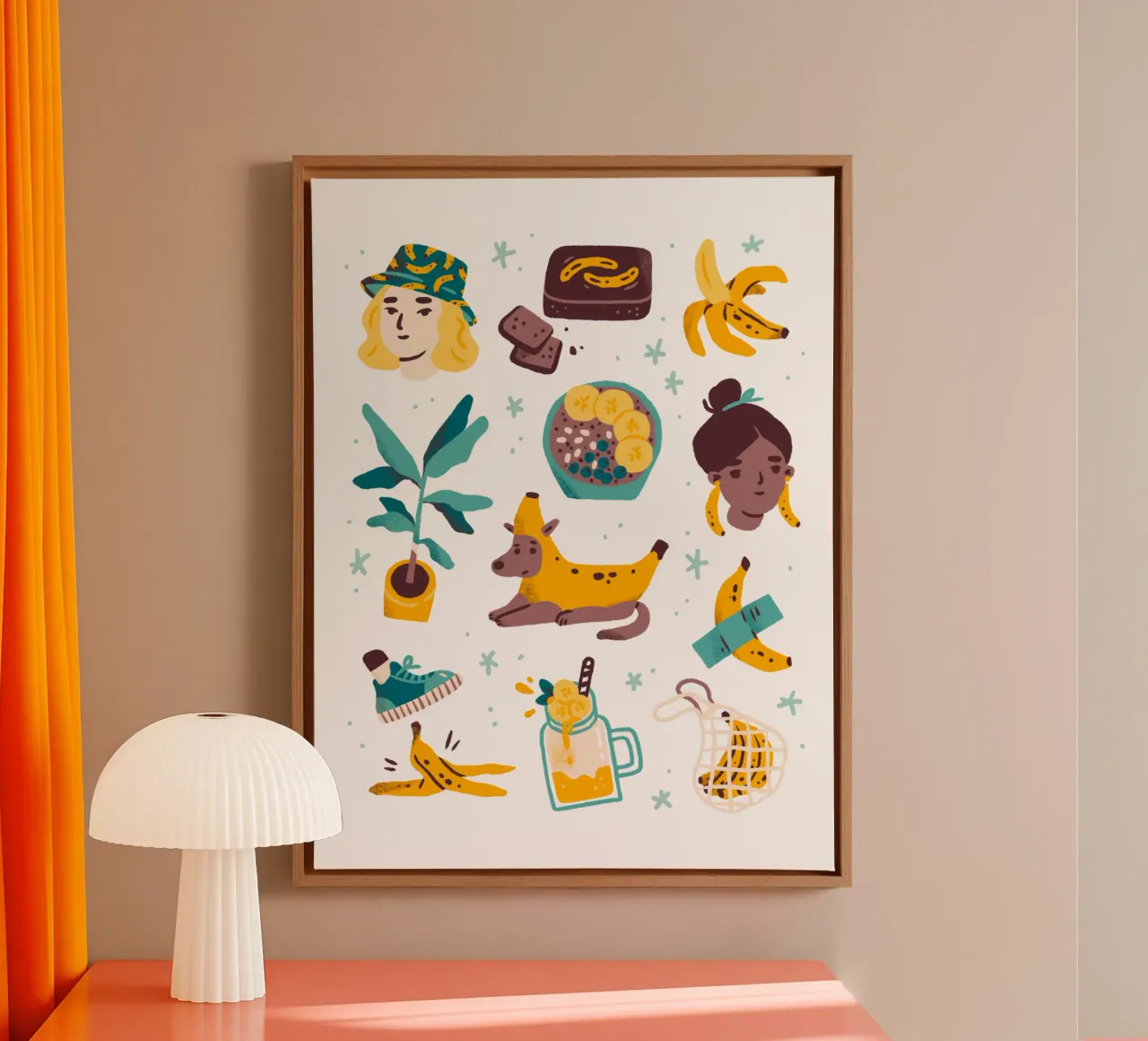 All Things Banana canvas met Baklijst van sashakolesnik