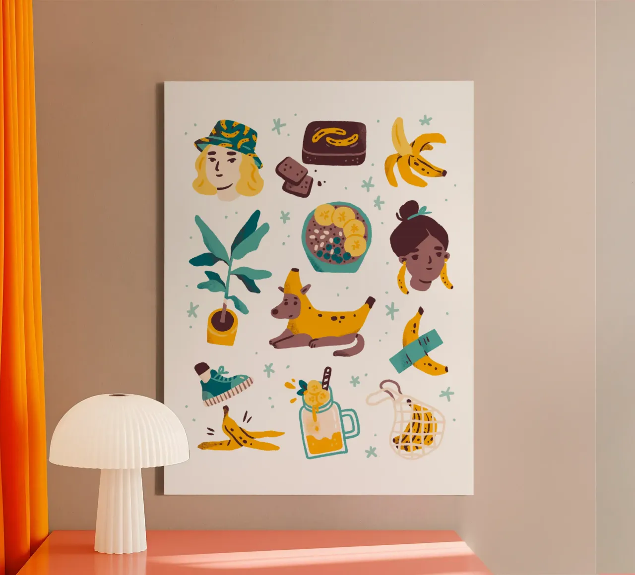 All Things Banana canvas met Baklijst van sashakolesnik