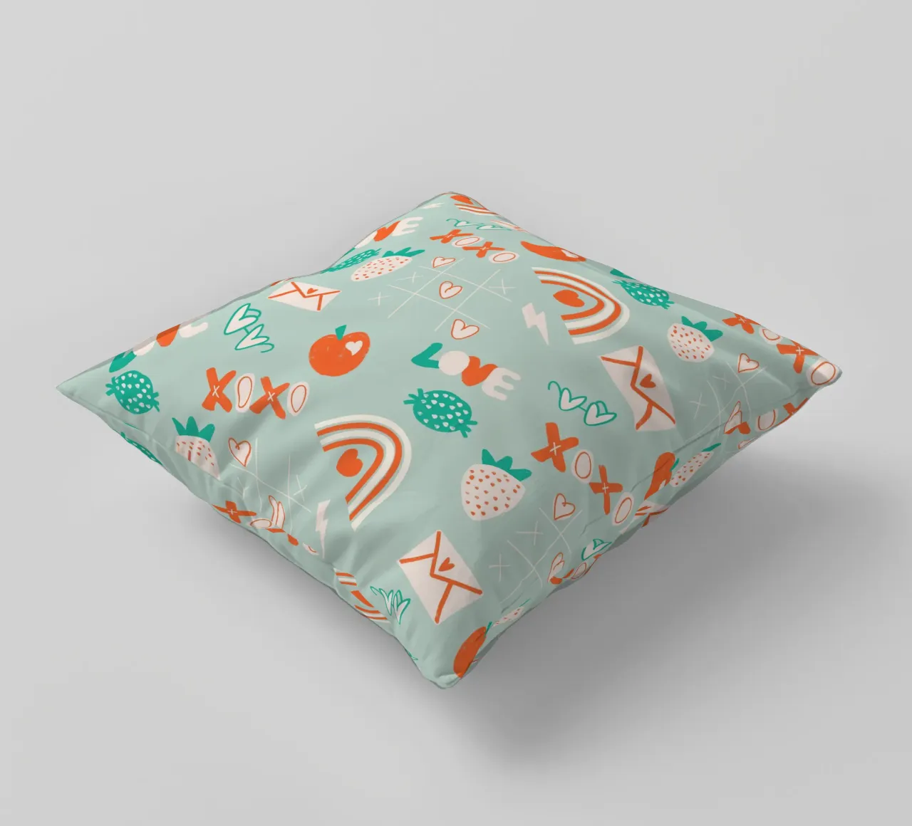 Retro Valentine Whimsy Aqua cuscino da susanacosta