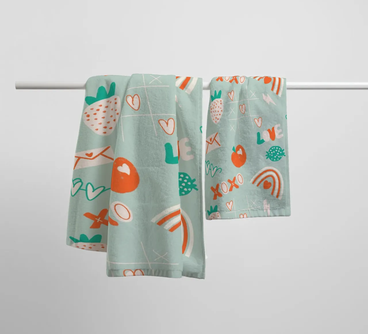 Retro Valentine Whimsy Aqua asciugamano da bagno da susanacosta