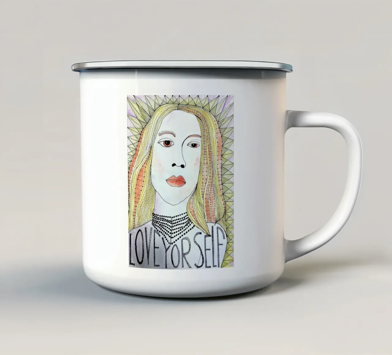 Face - Love yourself tazza in smalto da MissVeroonica