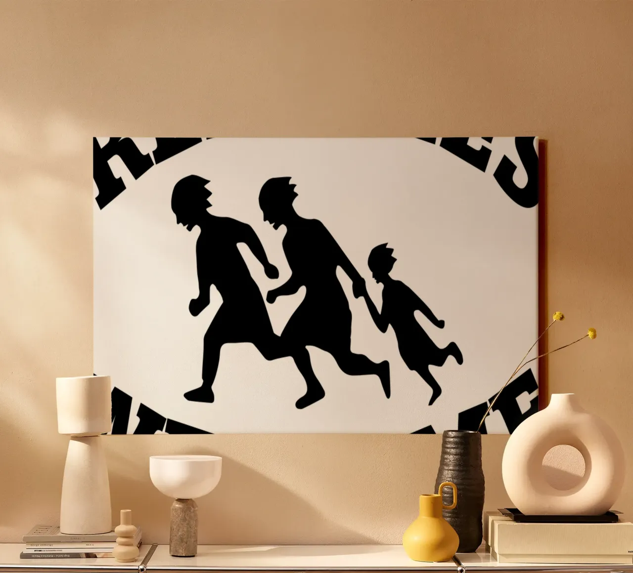 Refugees welcome tela con Cornice a cassetta da Collage Quotes