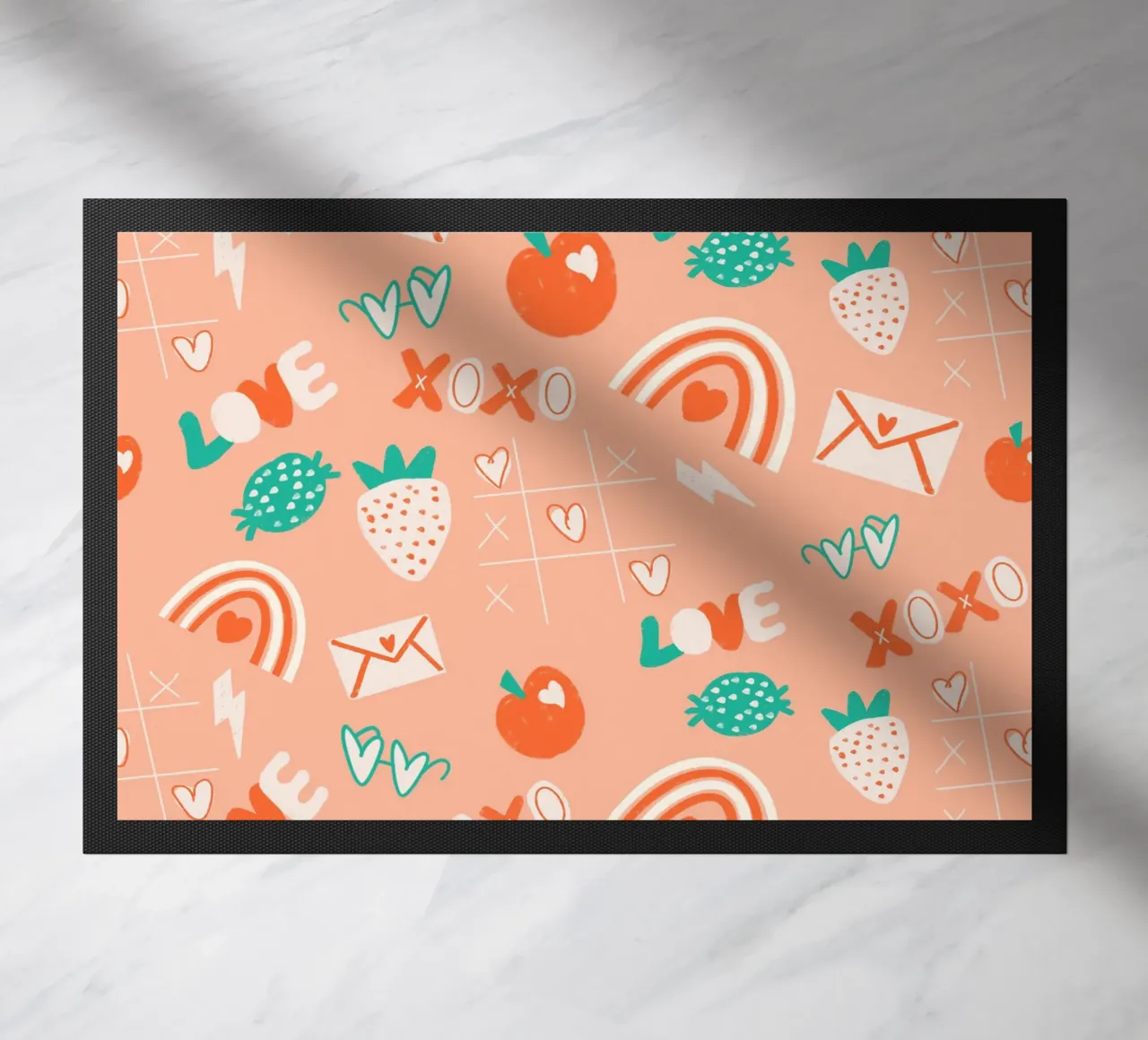 Retro-Valentine Laune Lachs Fußmatte von susanacosta