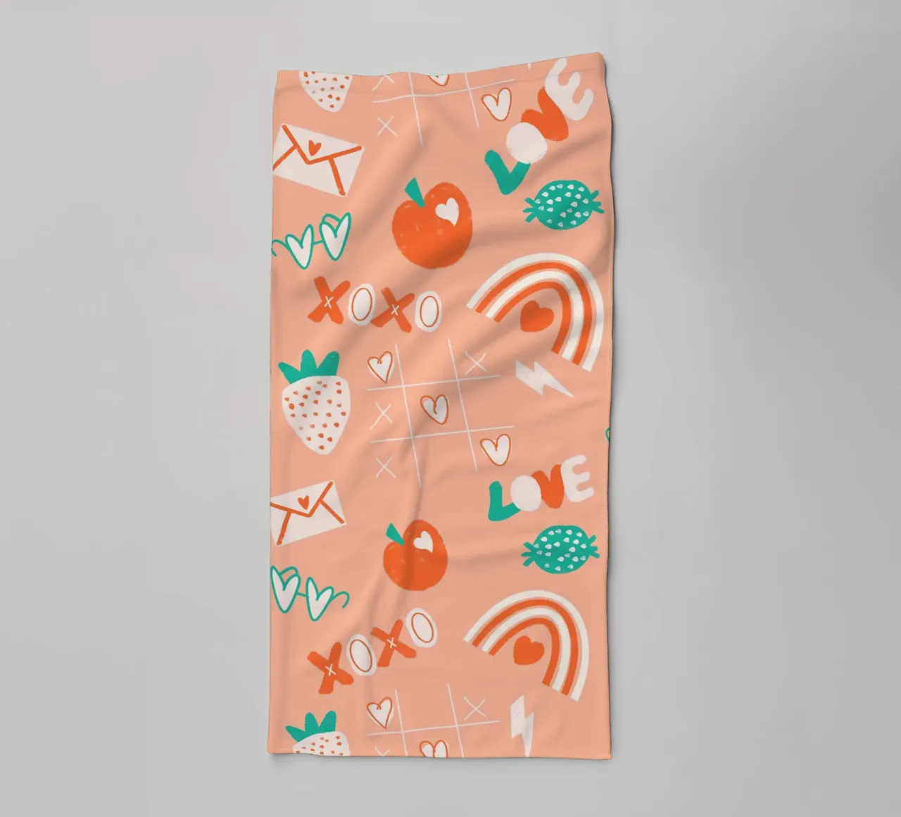 Retro Valentine Whimsy Salmon towel by susanacosta
