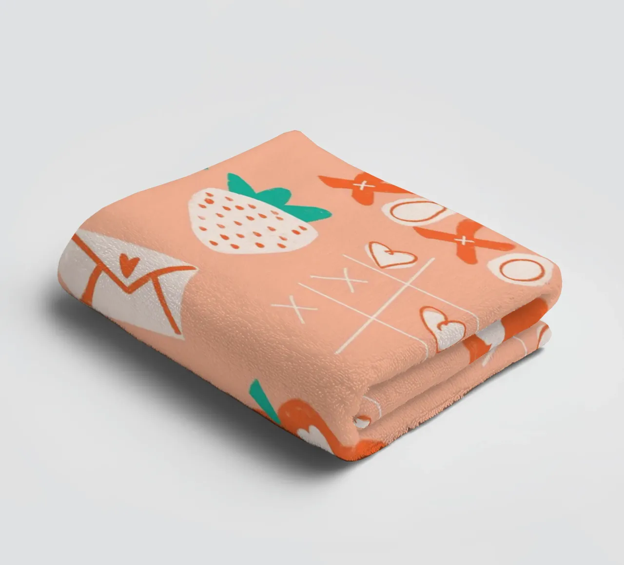 Retro Valentine Whimsy Salmon towel by susanacosta